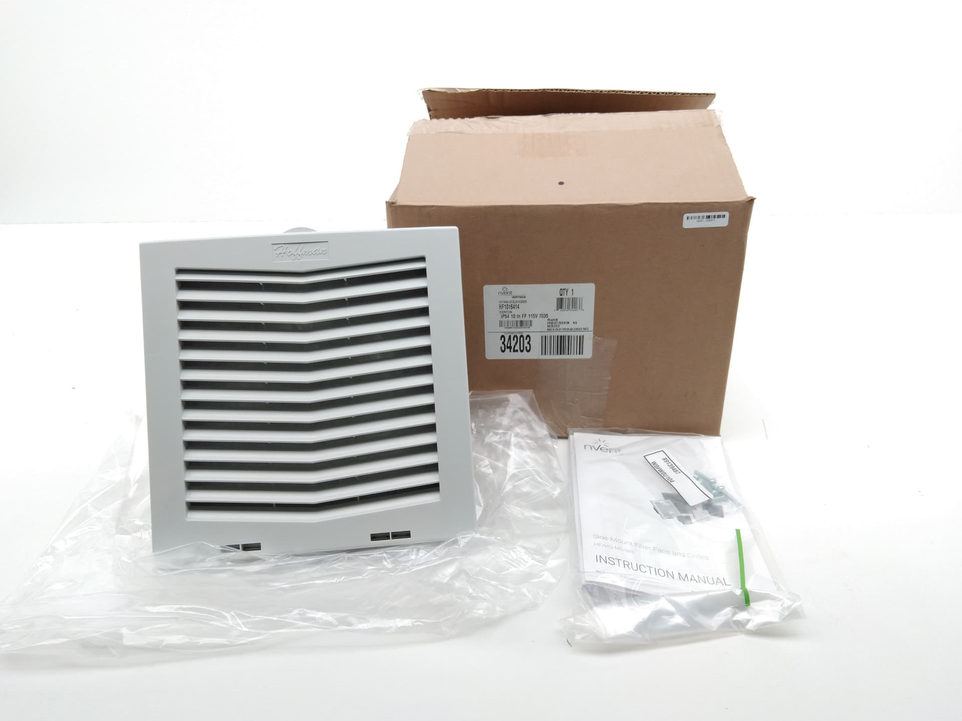 nVent HOFFMAN HF1016414 Side-Mount Cooling Filter Fan 159CFM, 115V, 10.1x10.1"