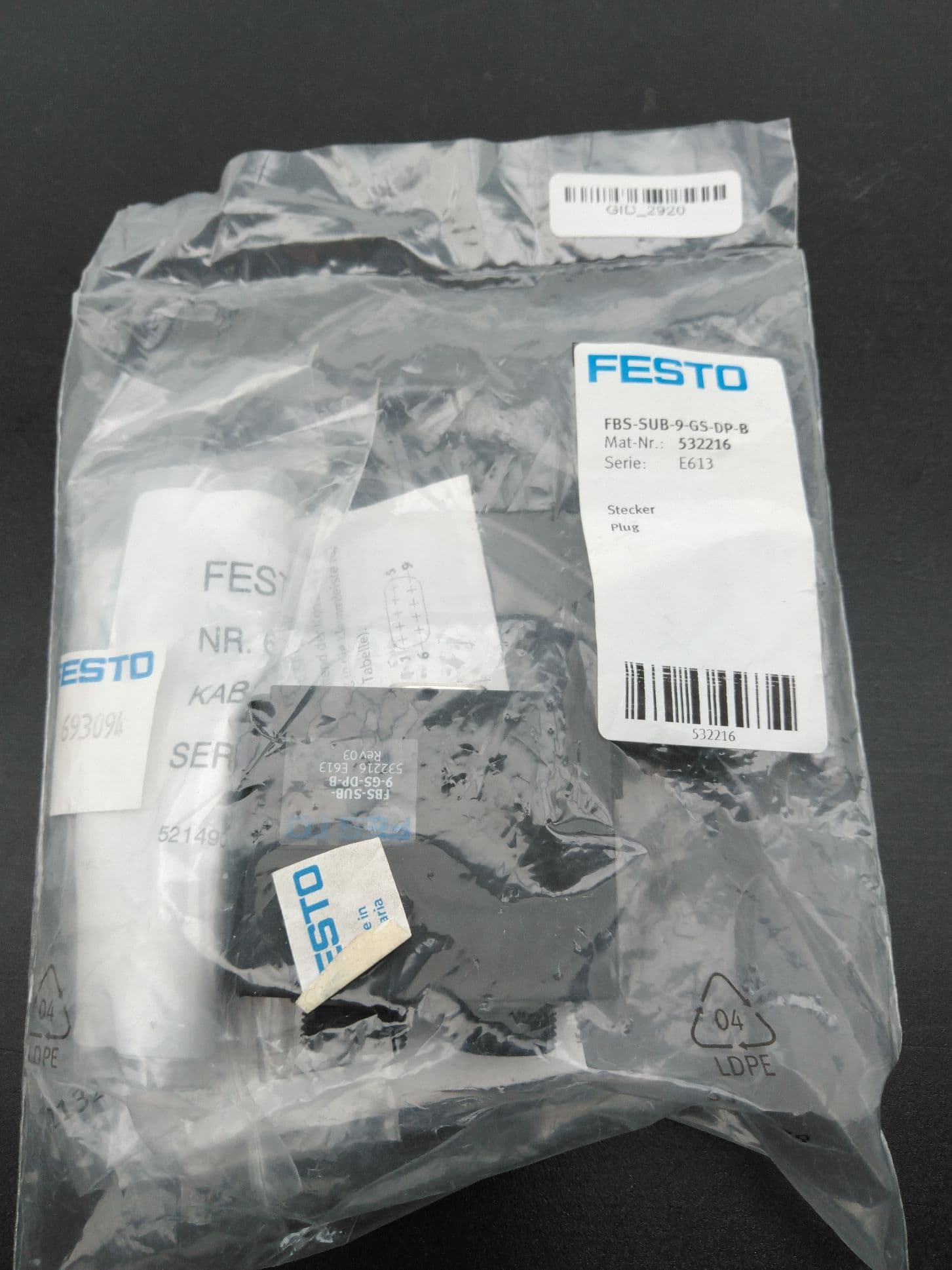 FESTO FBS-SUB-9-GS-DP-B Profibus Plug
