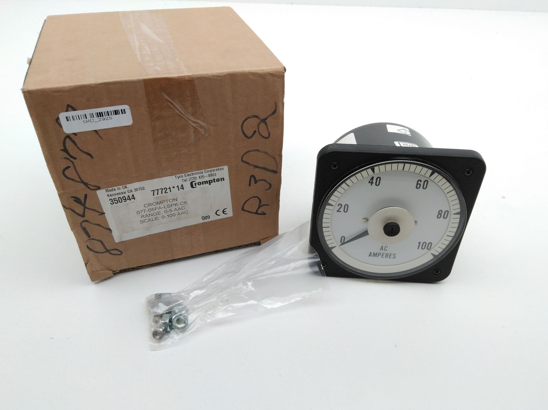 Crompton 077-05FA-LSPK-C6 Switchboard AC Ammeter, 0-100AMP