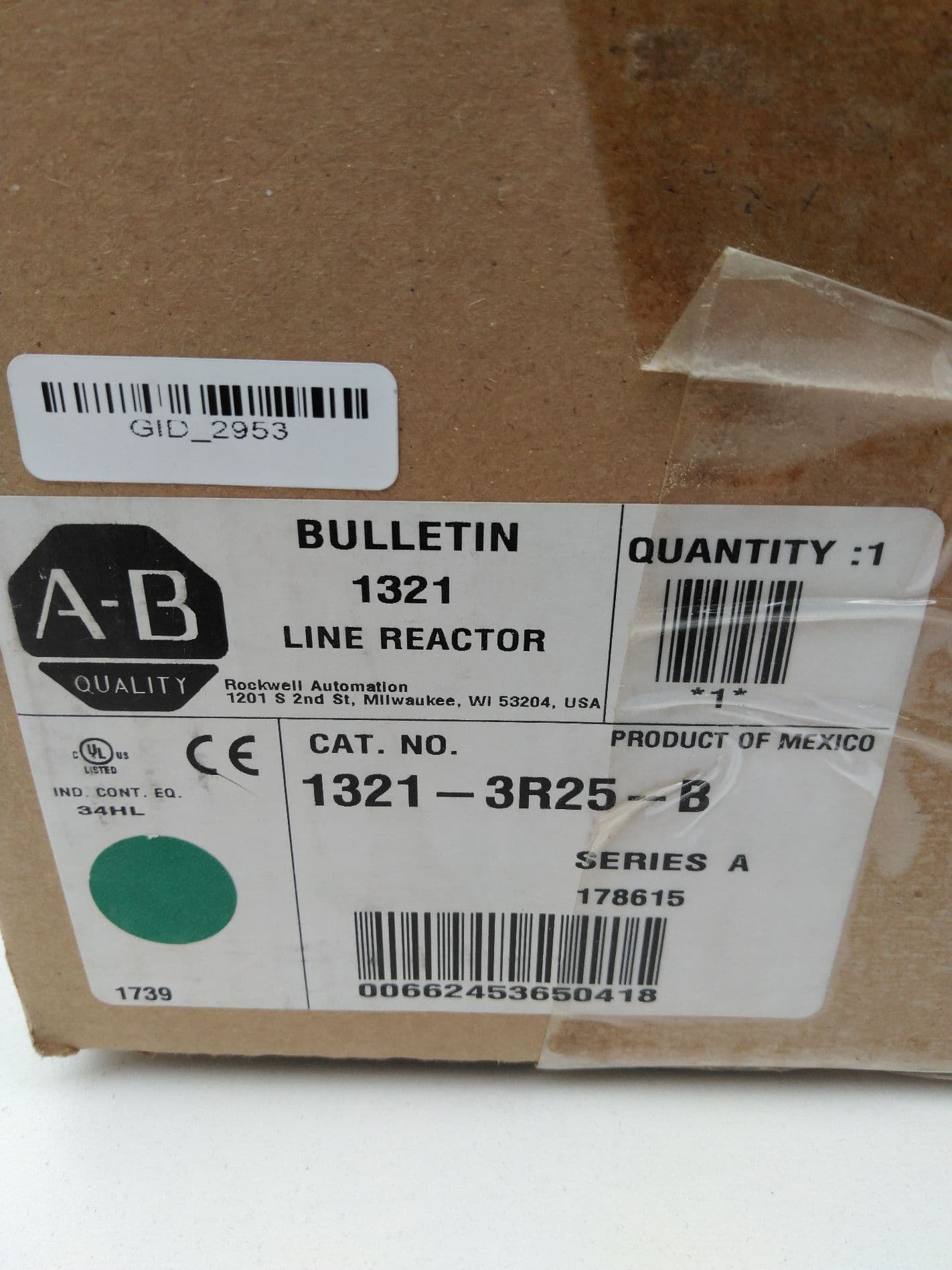 Allen-Bradley 1321-3R25-B Line Reactor, Ser A