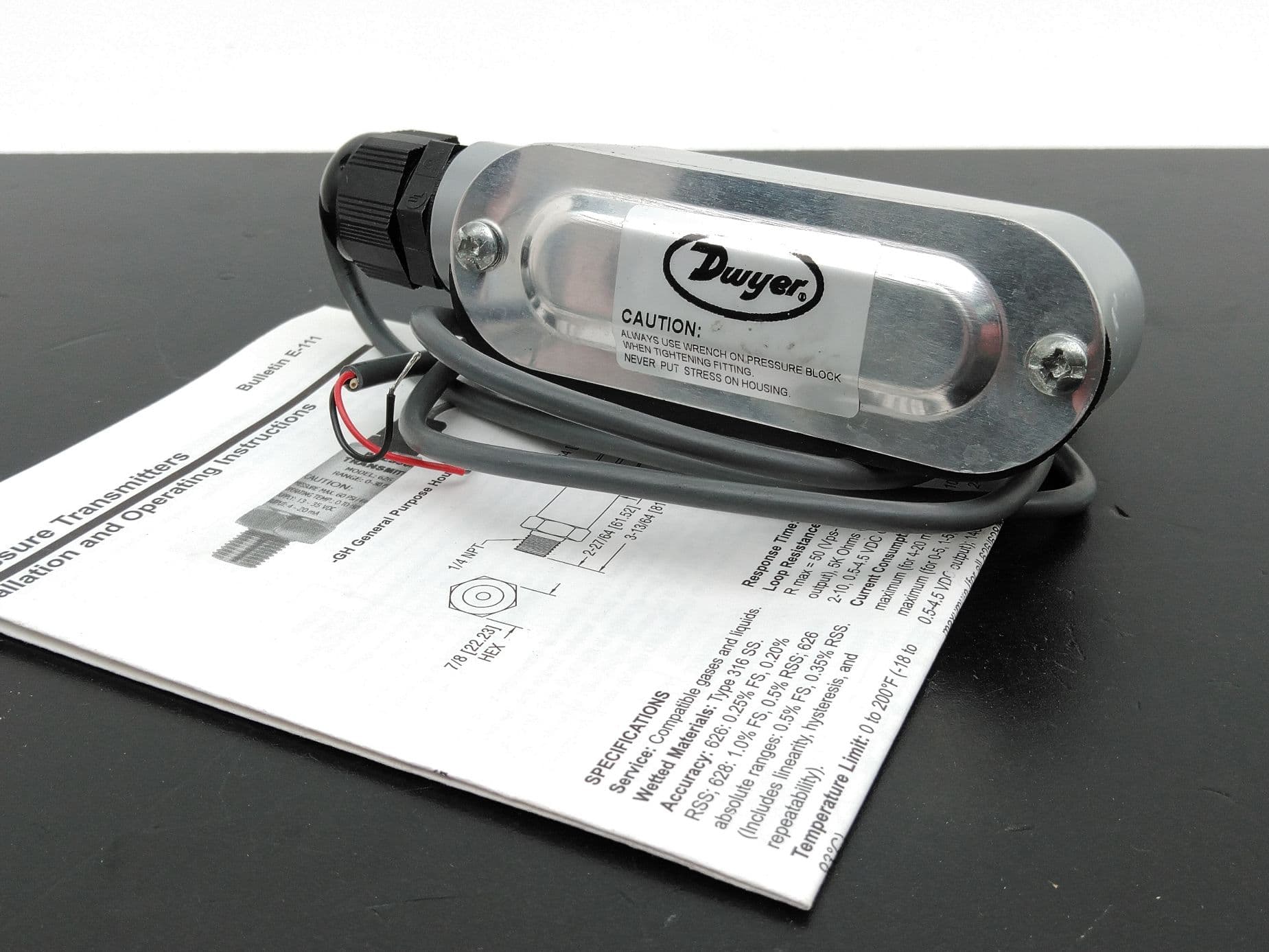 Dwyer 626-12-CH-P1-E1-S1 Pressure Transmitter 0-200PSIG
