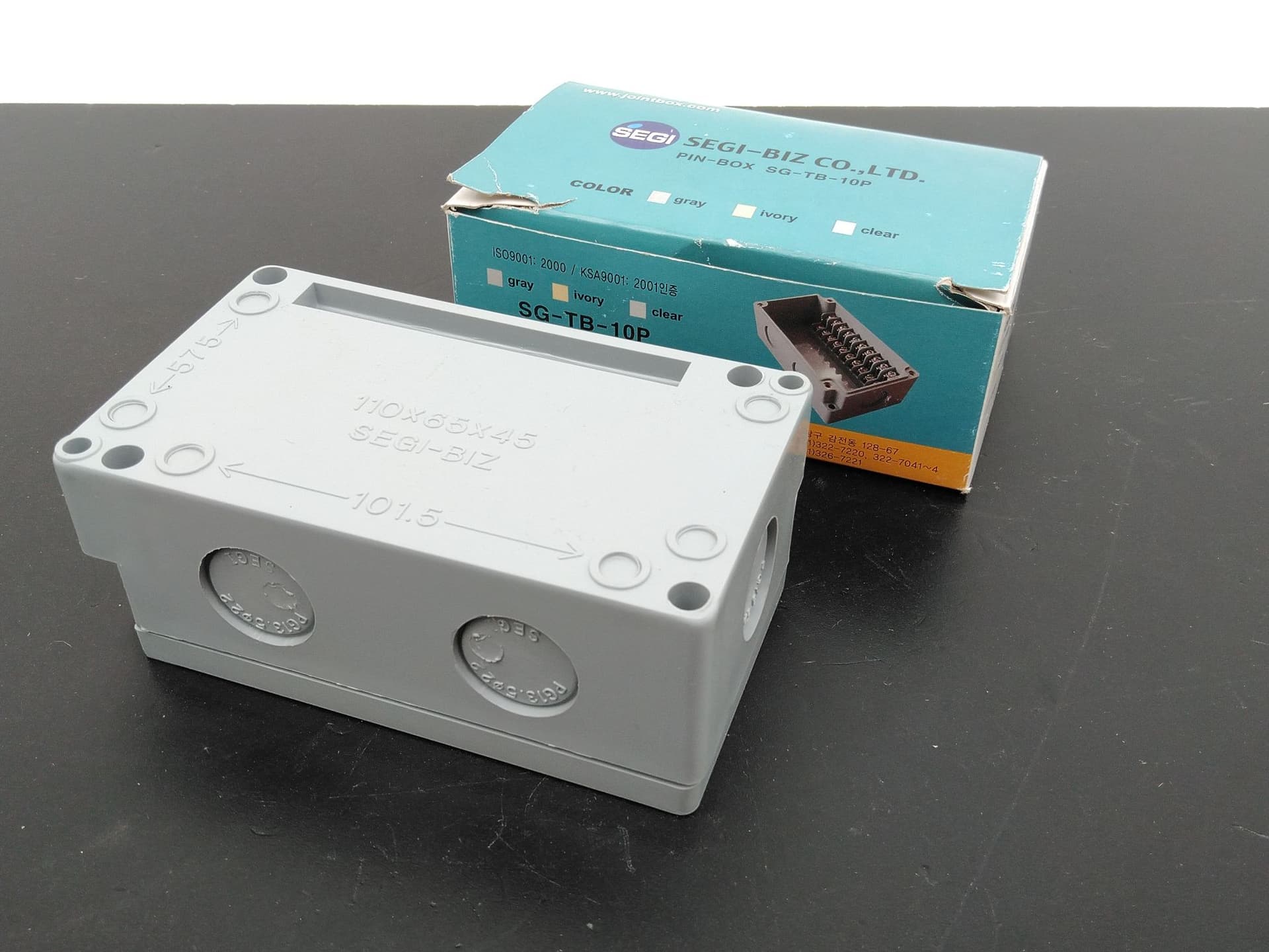 Segi Biz SG-TB-10P Terminal Enclosure 10 Position, Grey, 120V, 15A, 110x65x45mm