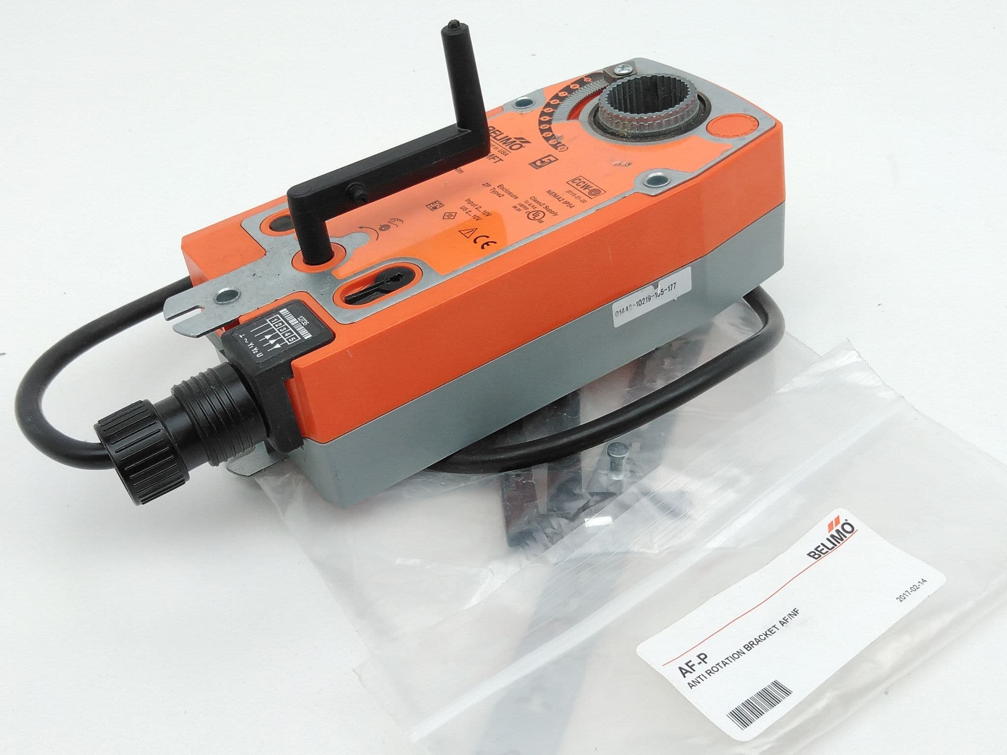 Belimo AFB24-MFT Damper Actuator, 180in-lb, Spring Return, 24V w/ AF-P Bracket