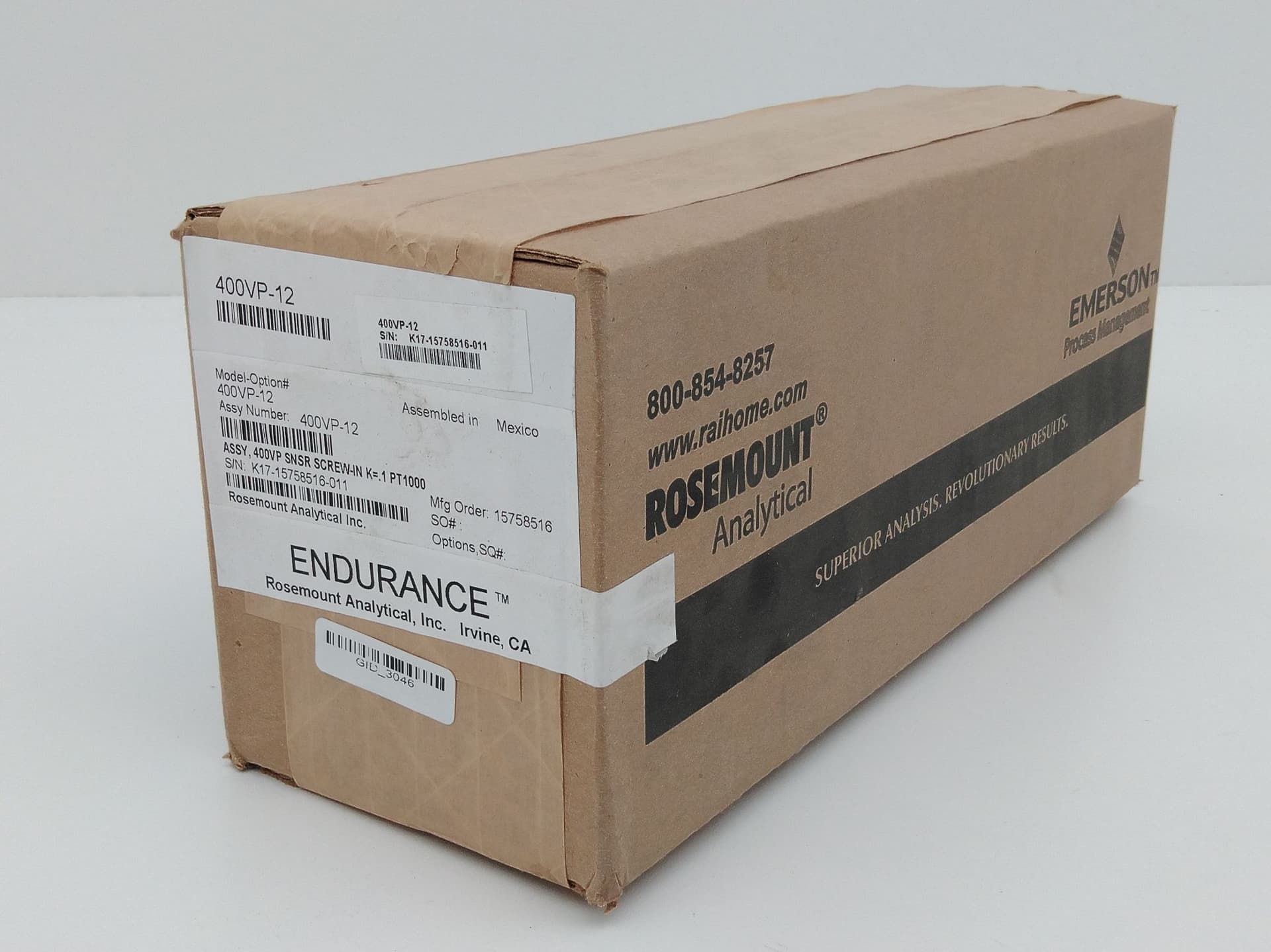 Rosemount 400VP-12 Endurance Contacting Conductivity Sensor, 250PSI Max