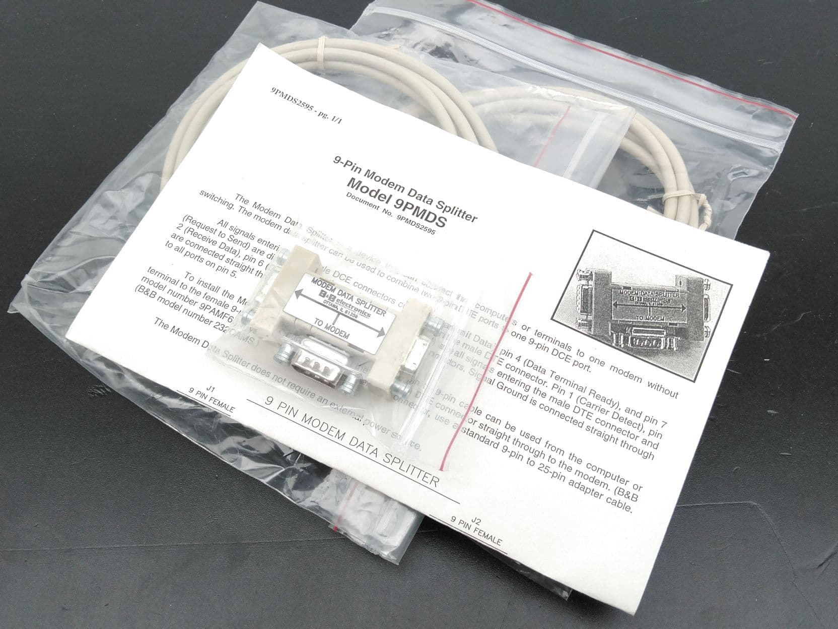 B&B Electronics 9PMDS 9-Pin Modem Data Splitter w/ Cables