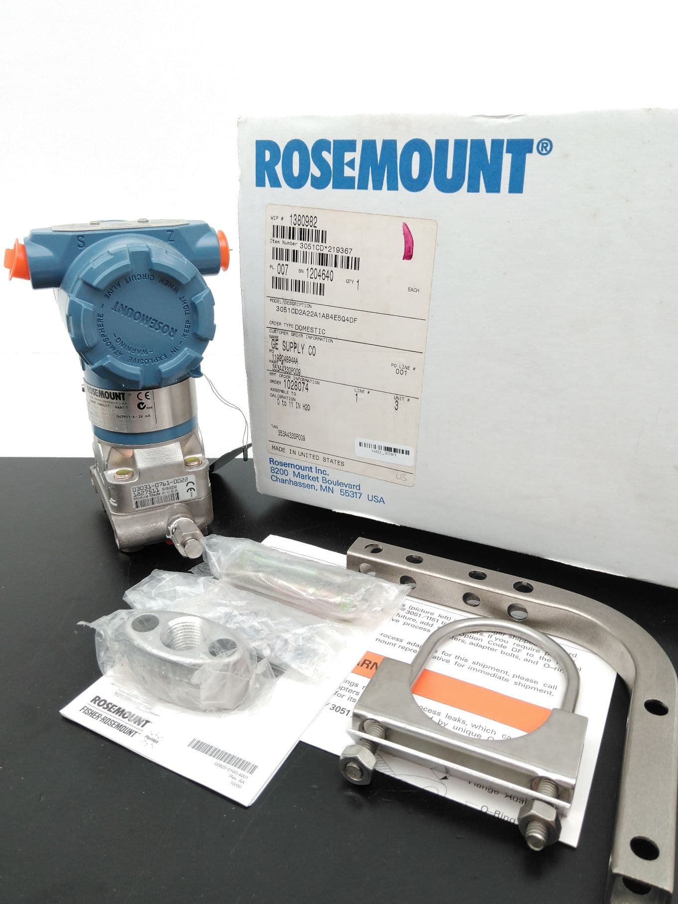 Rosemount 3051CD2A22A1AB4E5Q4DF Pressure Transmitter, 0 to 11 IN H20