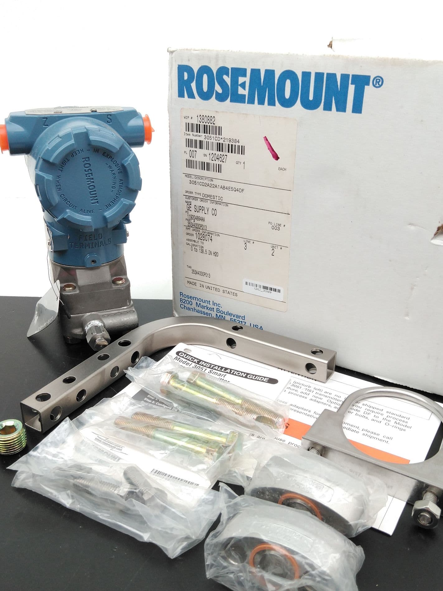 Rosemount 3051CD2A22A1AB4E5Q4DF Pressure Transmitter, 0 to 138.5 IN H20