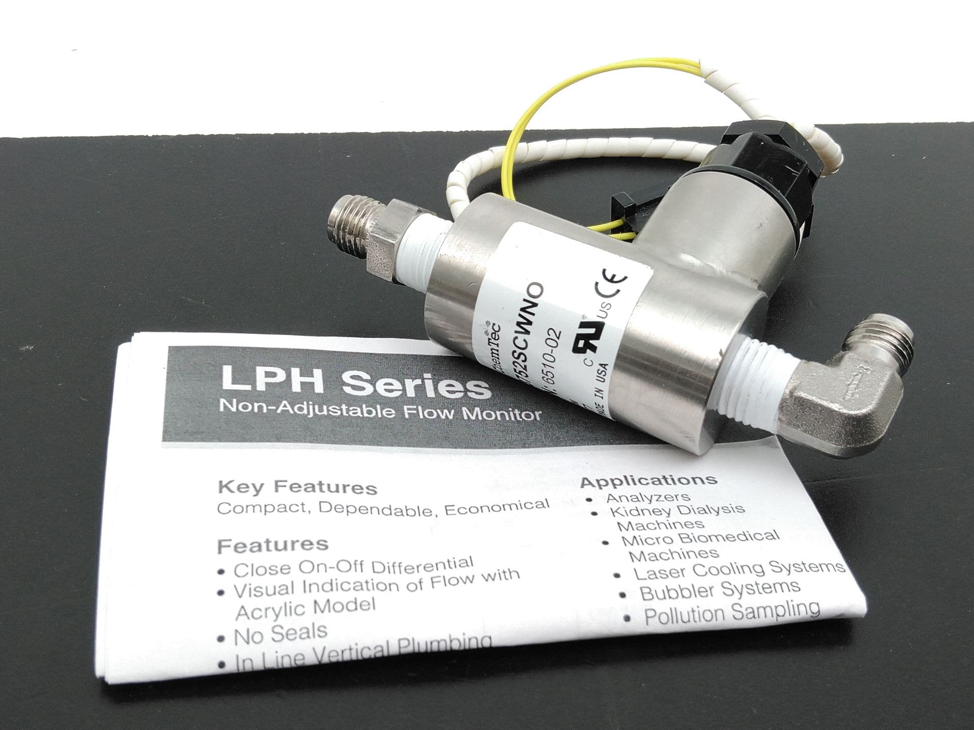 ChemTec LPH375-2SCWNO Non-Adjustable Liquid Flow Monitor, 316SS, N.O.