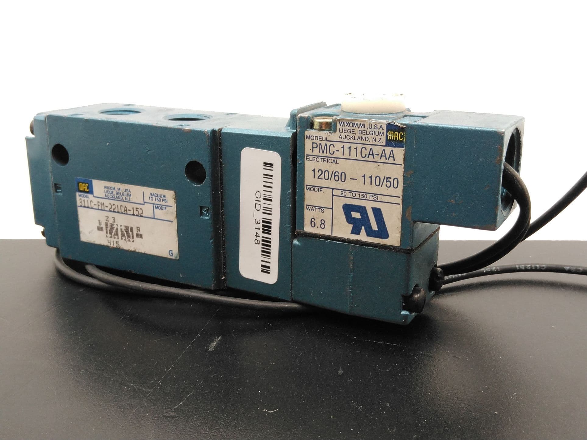 MAC 811C-PM-221CA-152 / PMC-111CA-AA Solenoid Valve, 20-150PSI, 4-Way, 120VAC