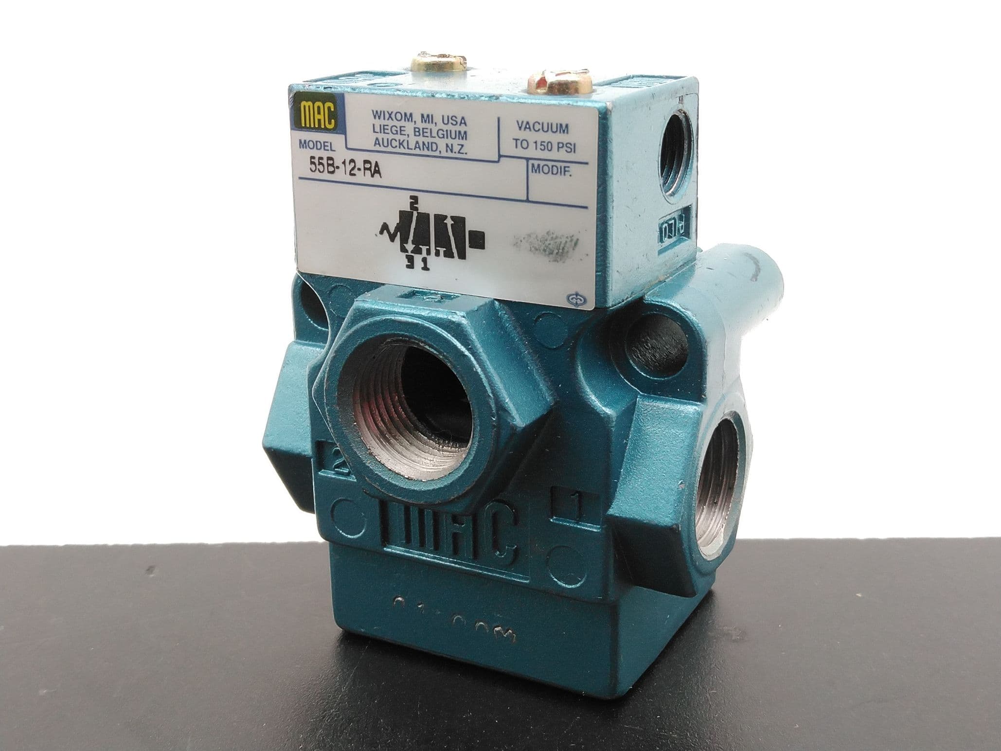 MAC 55B-12-RA Solenoid Valve 150PSI 3/8"NPT 3-Way