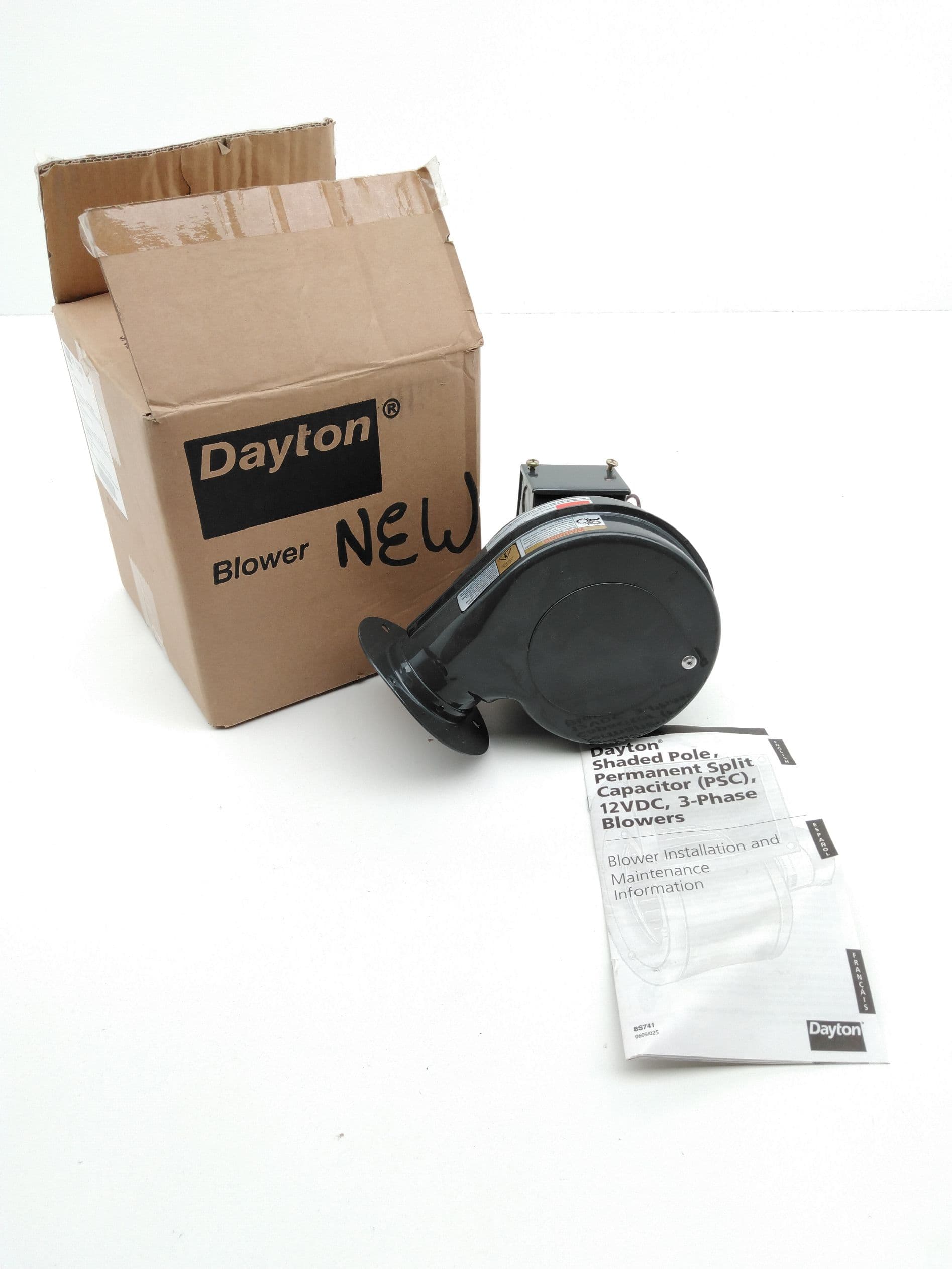 Dayton 1TDN7 PSC Blower Motor, 3" Wheel, 1/125HP, 50CFM, 3080RPM, 0.23A, 115V
