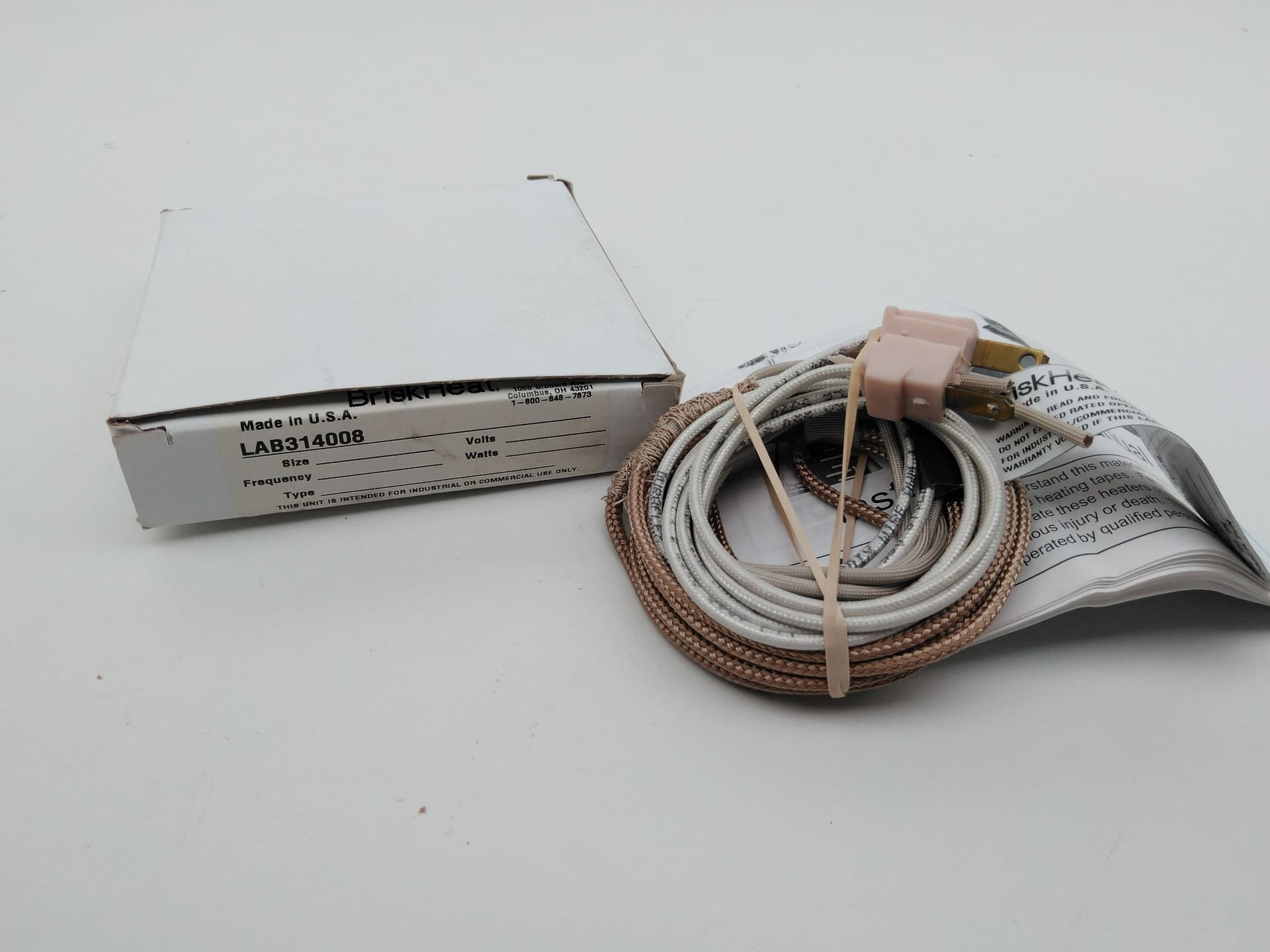 BriskHeat LAB314008 XtremeFLEX Fiberglass Knitted / Braided Heating Cord, 96"