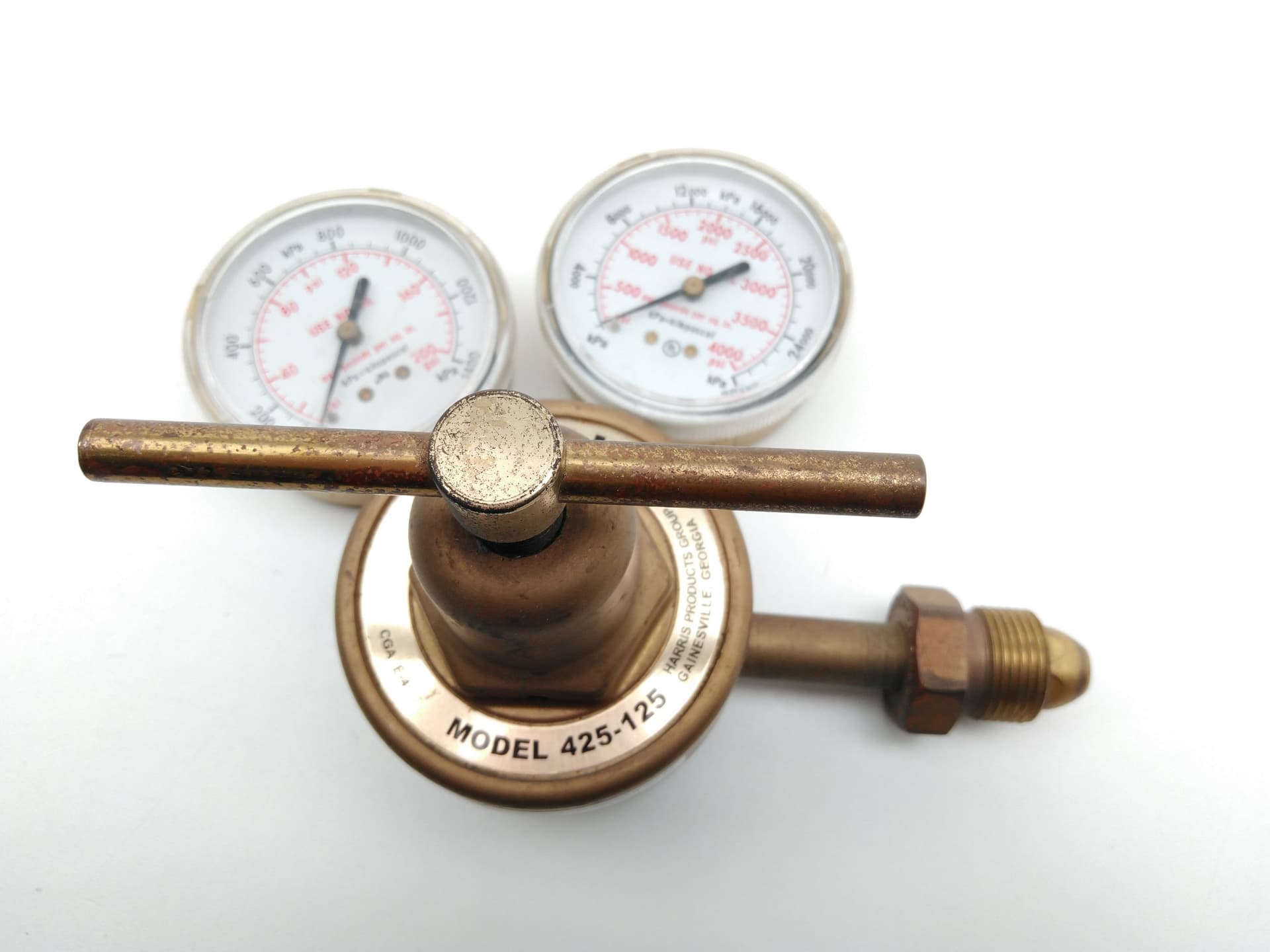 Harris 425-125-320 Single Stage Brass Gas Regulator 0-125psi, CGA 320, 1/4"NPT
