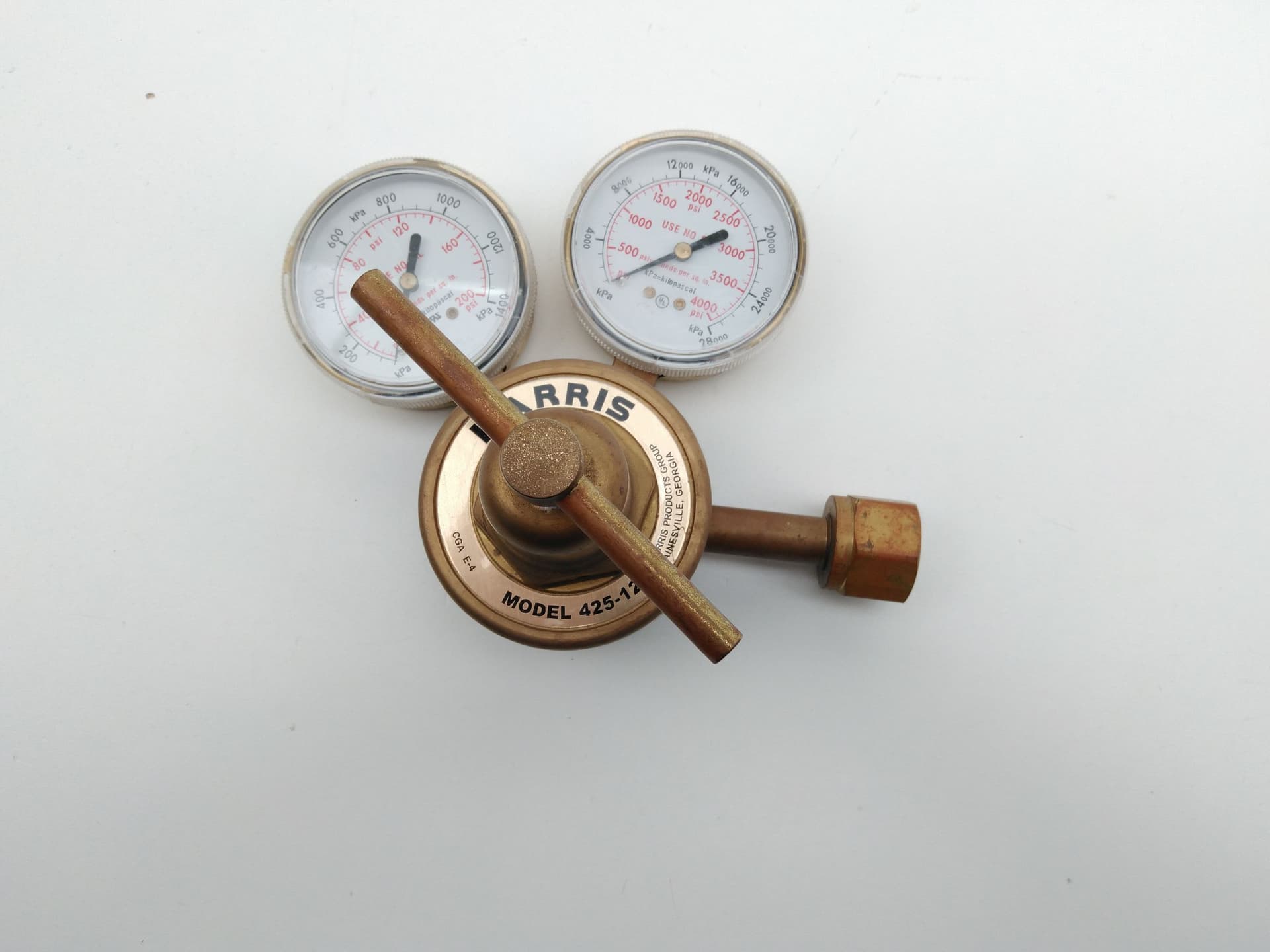 Harris 425-125-580 Single Stage Brass Gas Regulator 0-125psi, CGA 580, 1/4"NPT