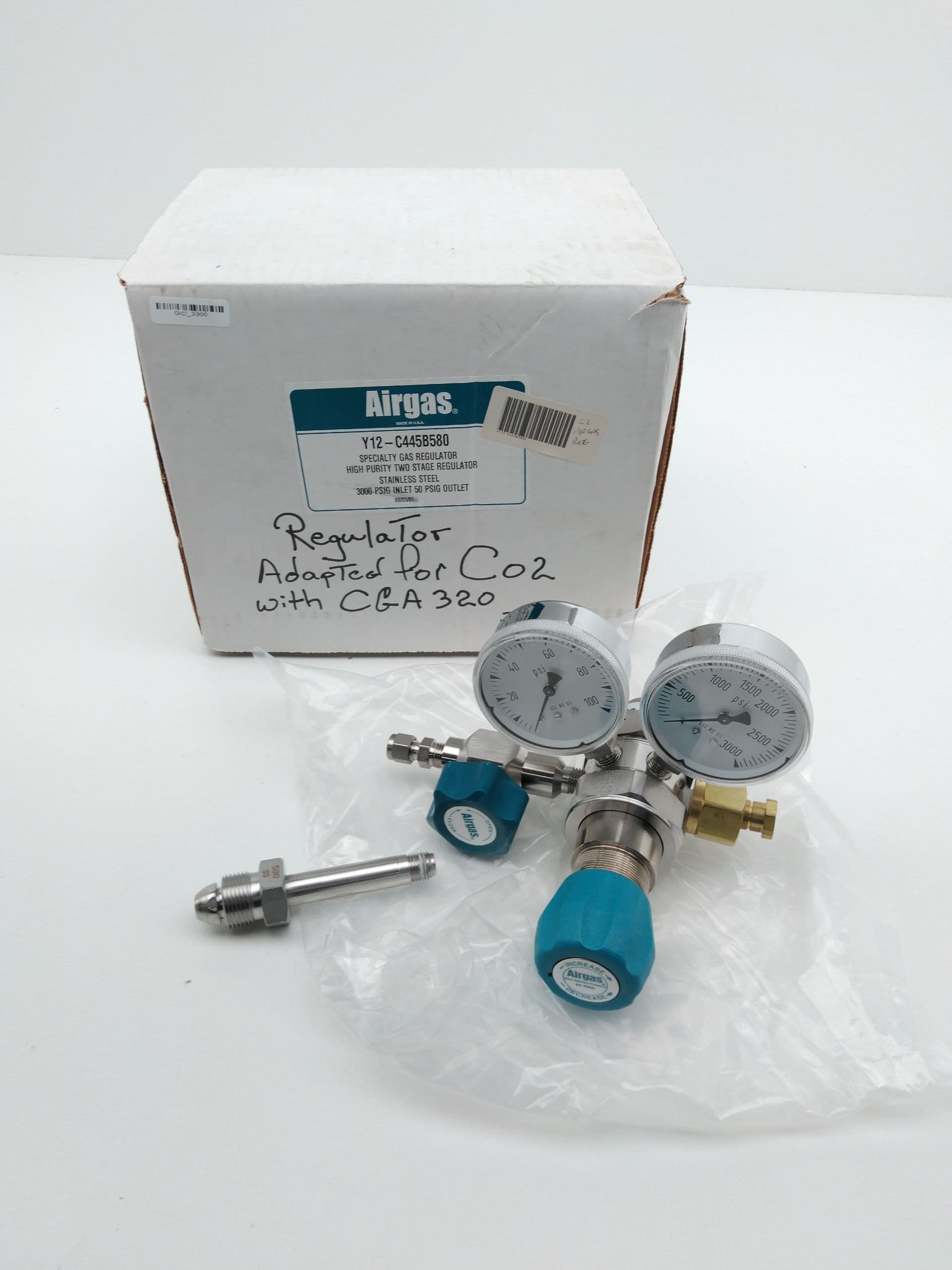 Airgas Y12-C445B580 High Purity Two Stage Pressure Regulator, SS, 1/4"FNPT