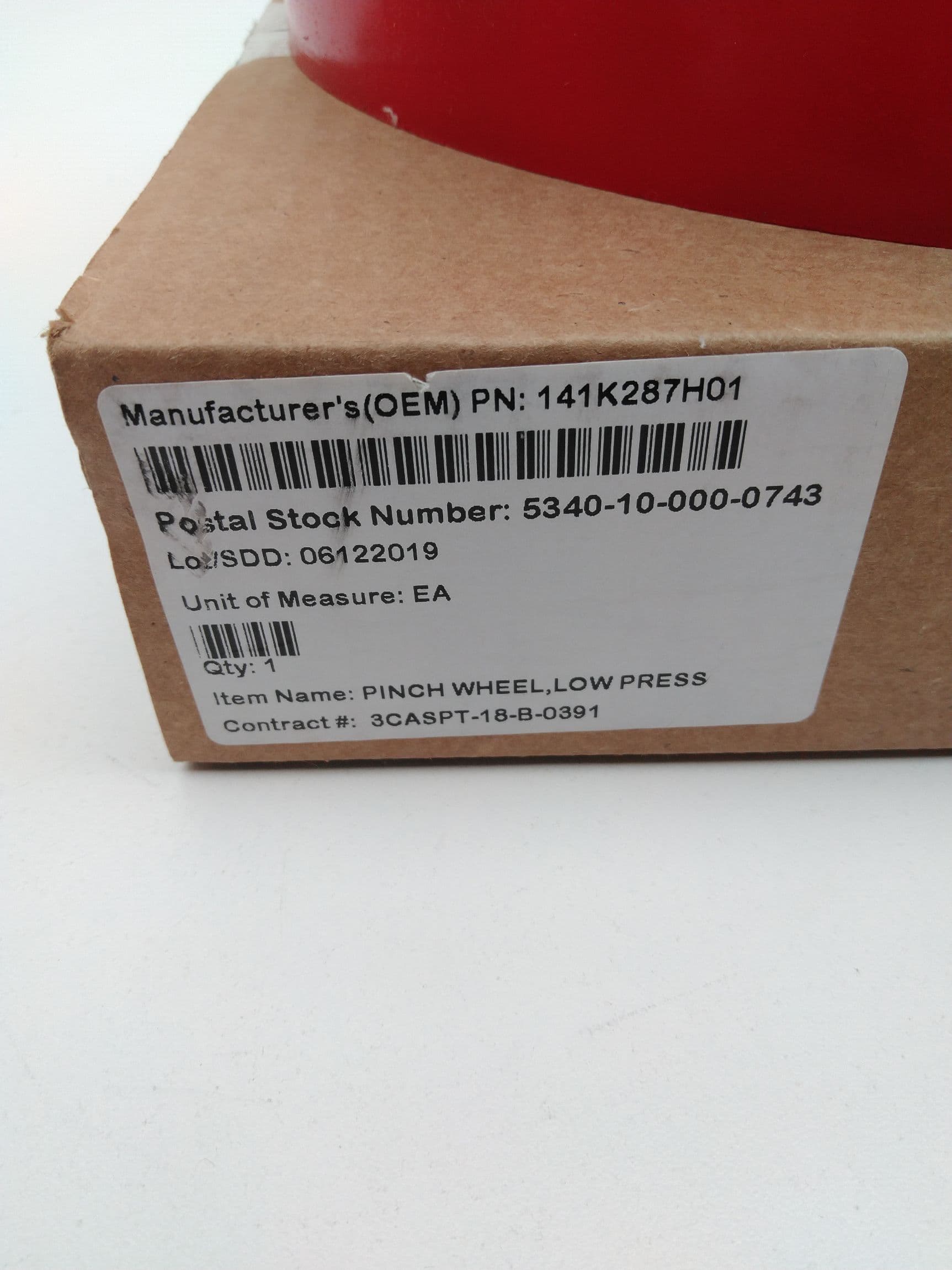 Pinch Wheel 141K287H01 Low Pressure, Red Poly, 10"x2"