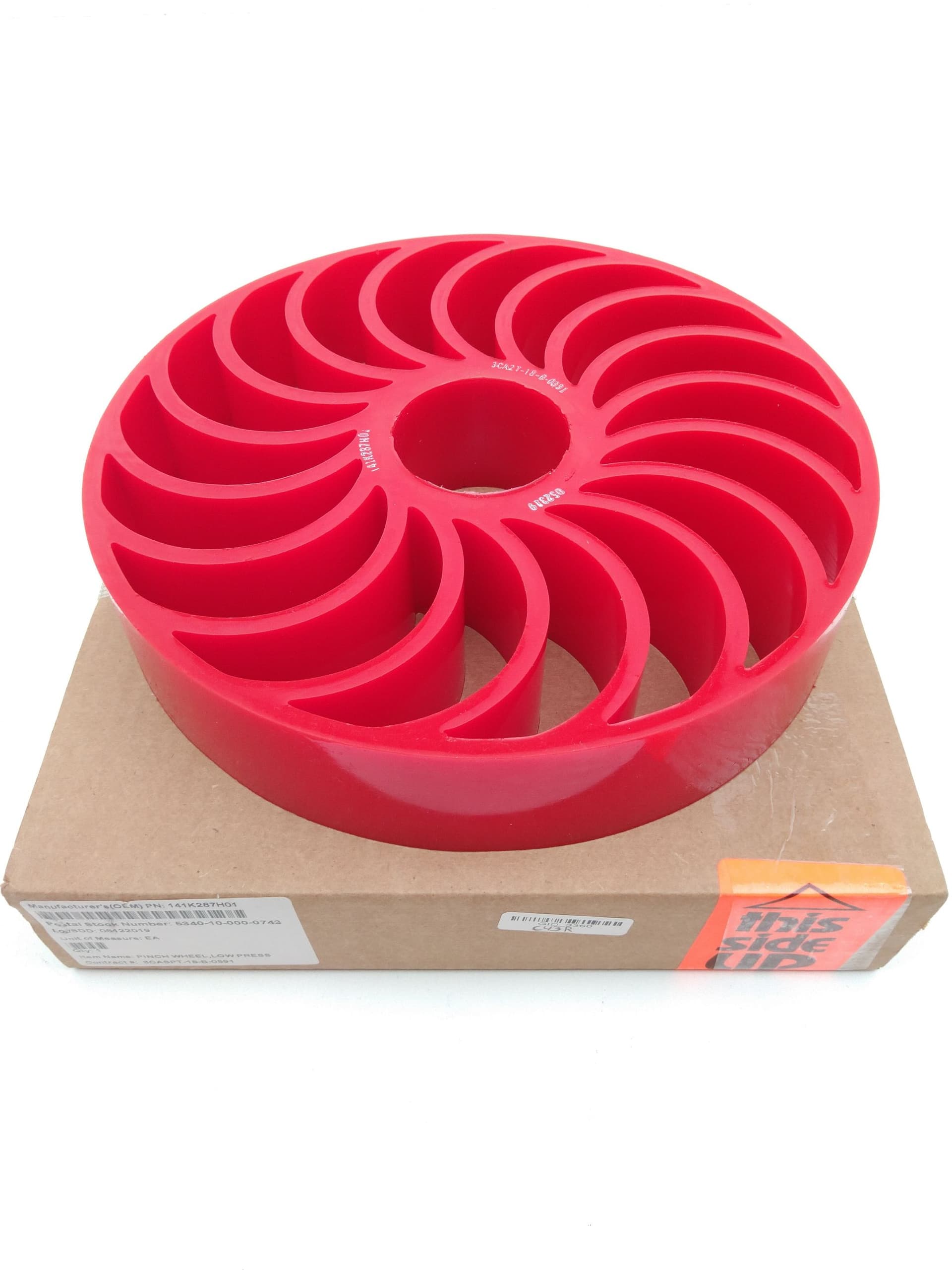 Pinch Wheel 141K287H01 Low Pressure, Red Poly, 10"x2"