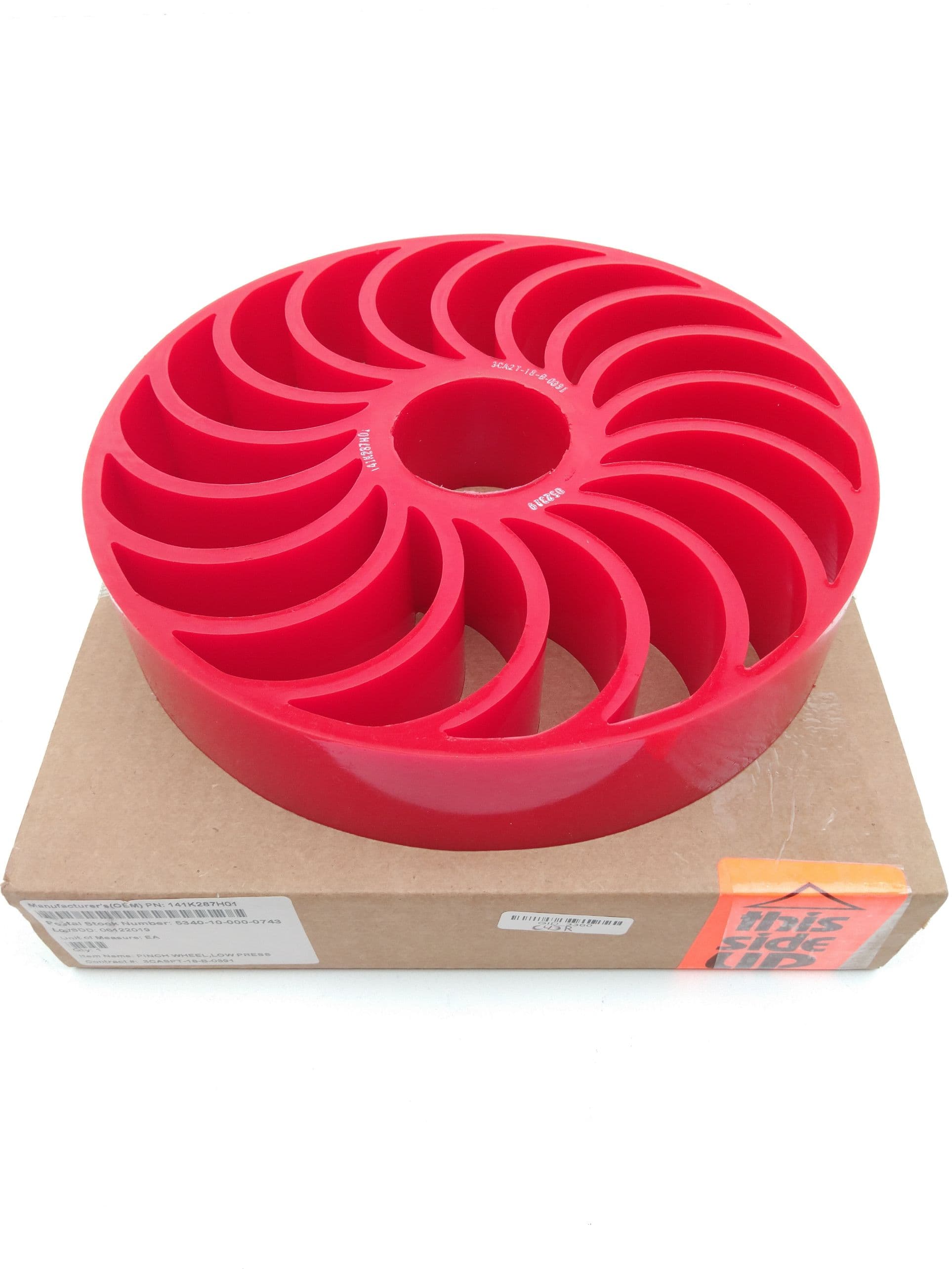 Pinch Wheel 141K287H01 Low Pressure, Red Poly, 10"x2"
