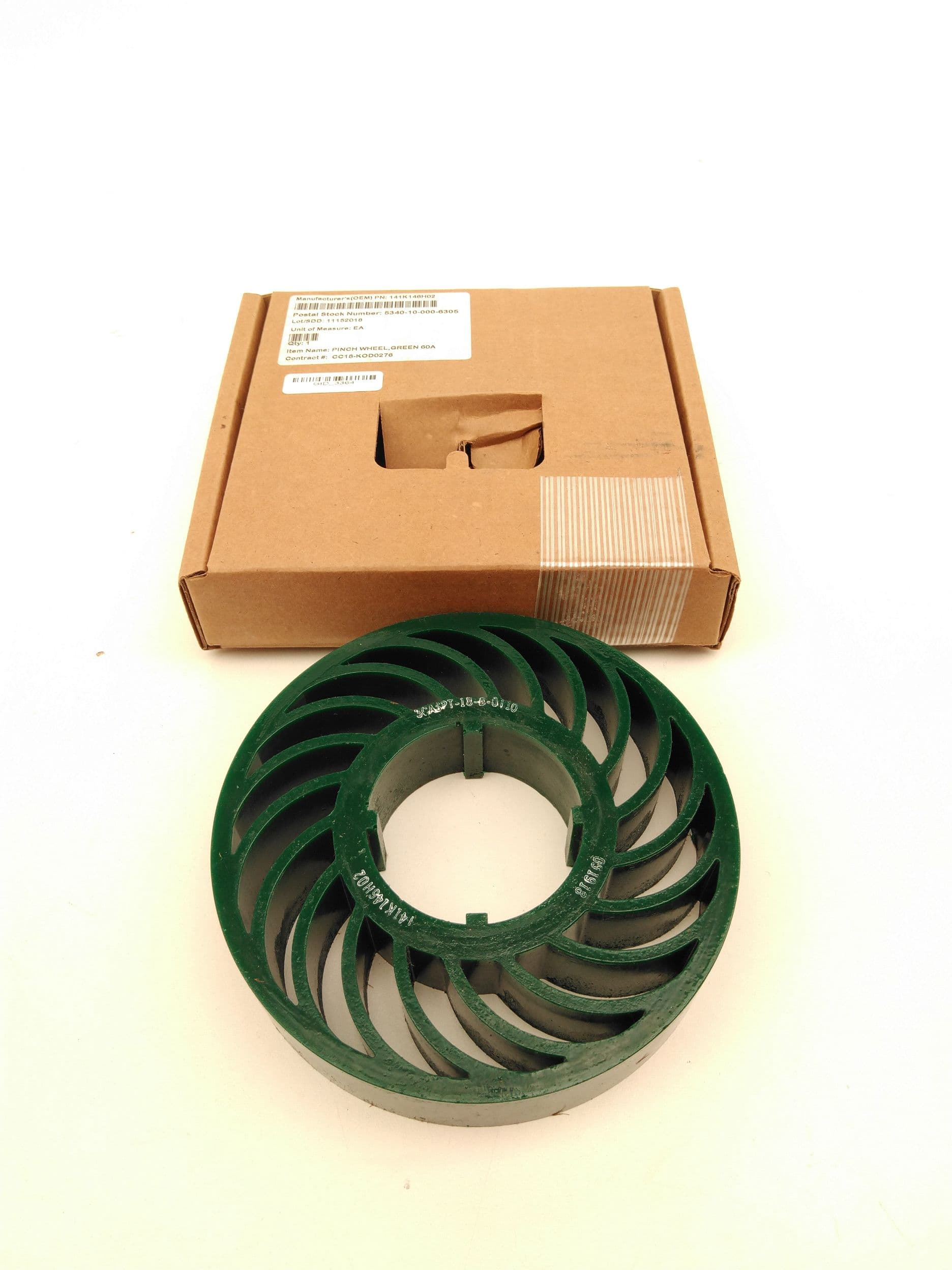 Pinch Wheel 141K146H02 Poly Green, 60A, 6"x1-1/4"