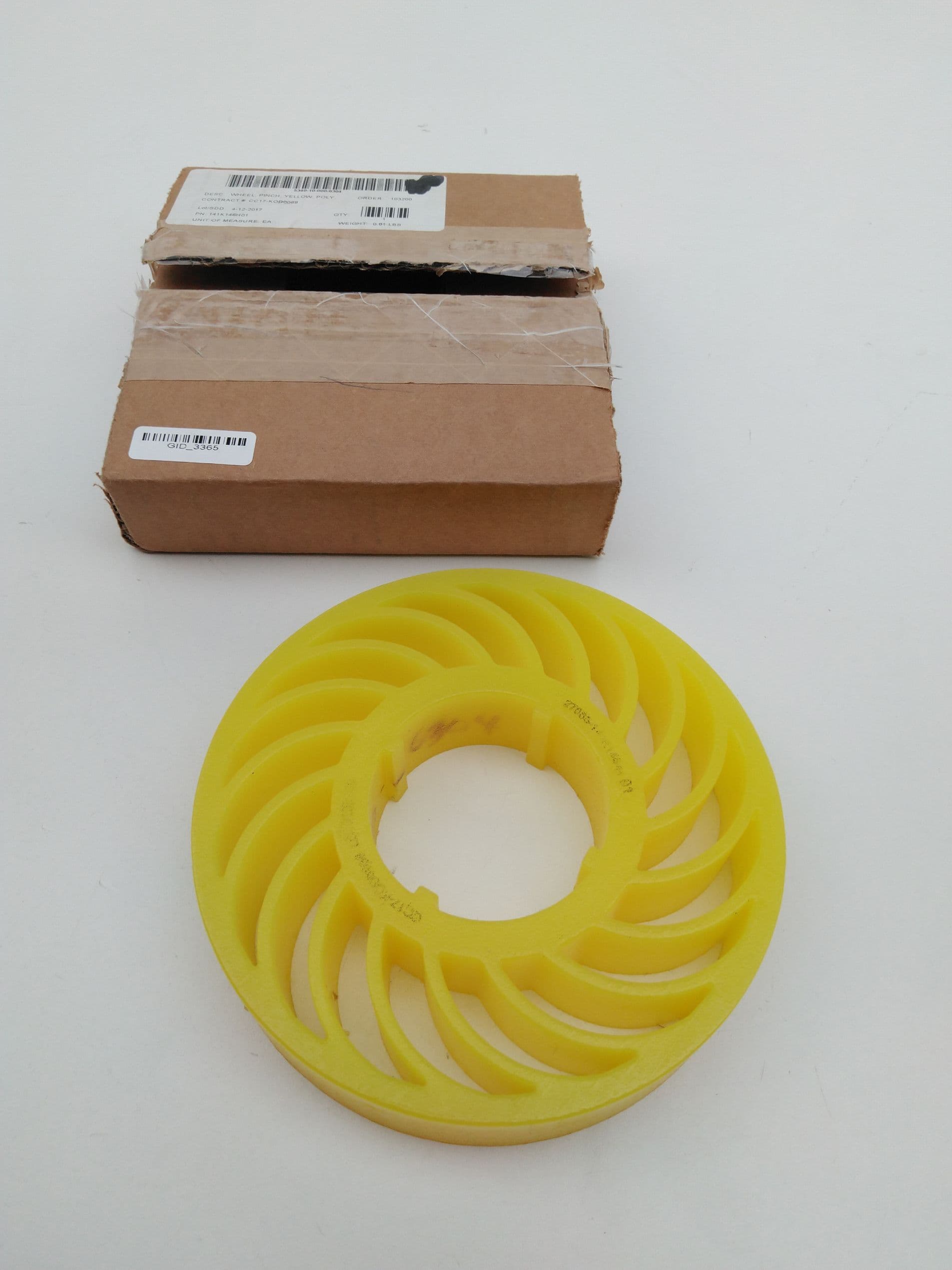 ESP 141K146H01 Pinch Wheel, Yellow Poly, D=150mm x H=30mm