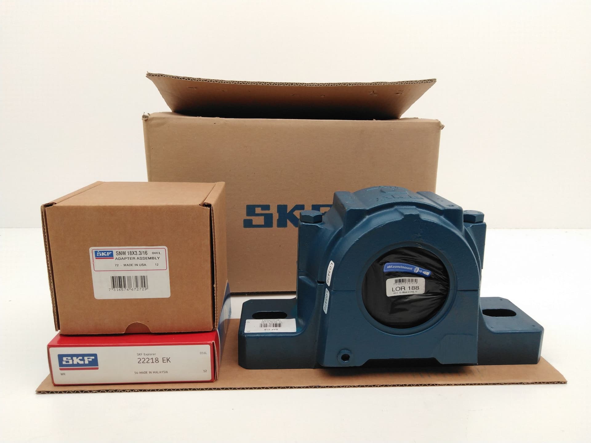 SKF SAF 22518 Pillow Block Roller Bearing, 5300RPM, 3.1875" Bore