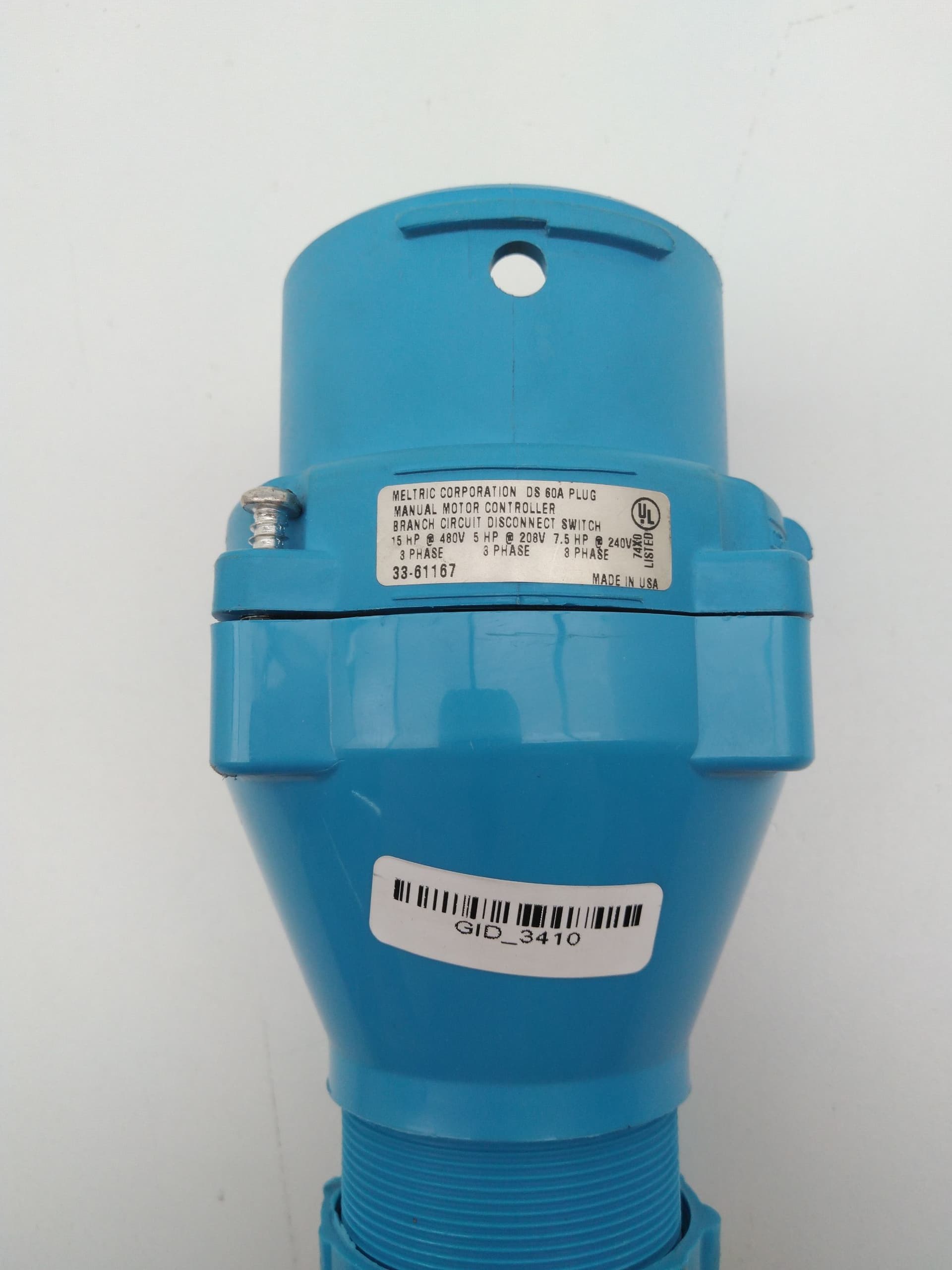 Meltric 33-61167 DS60 Plug, 60A, 120/208VAC, Type 4X & IP69, 3hp/10hp, 3P+N+G