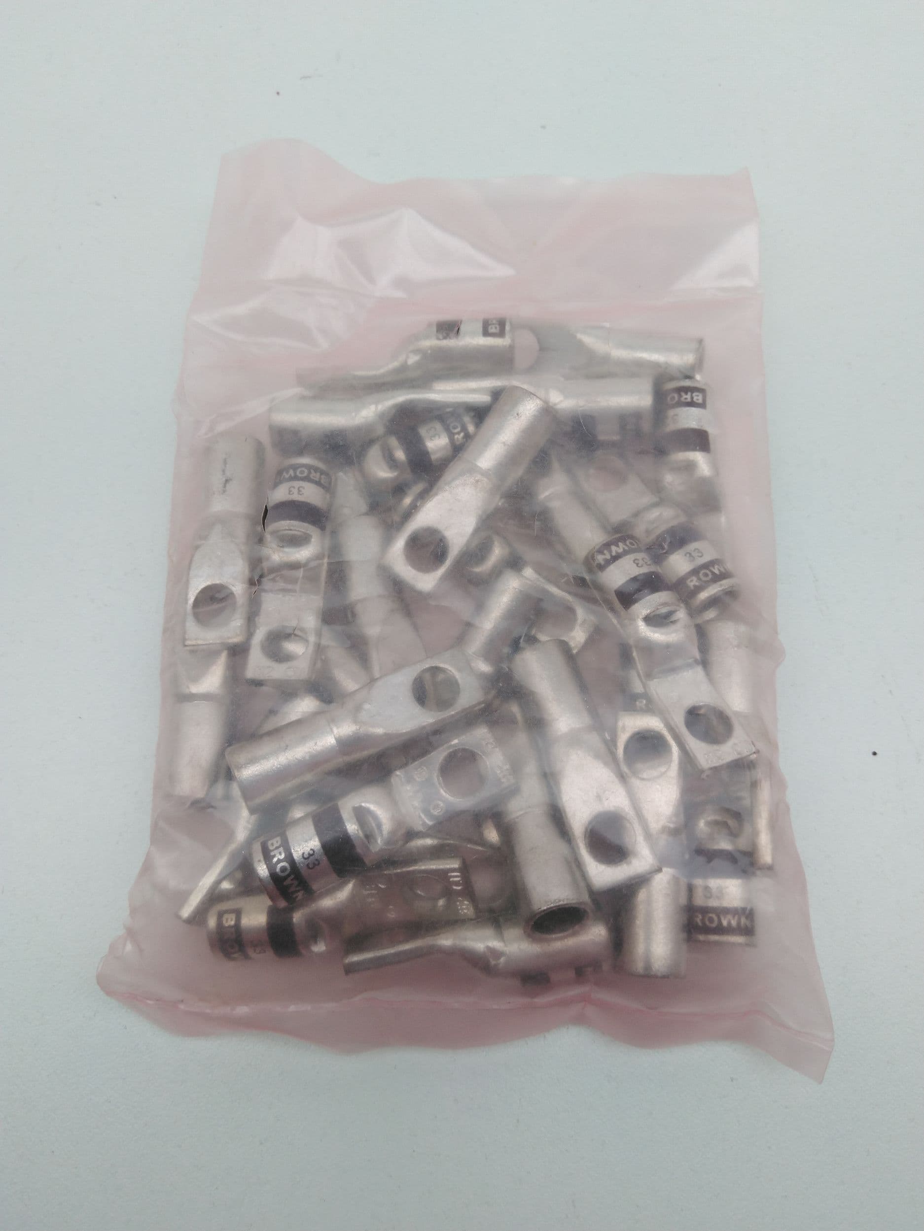 T&B 33 Brown Terminal Lug, Compression, 2-3 AWG, 1/4" Bolt