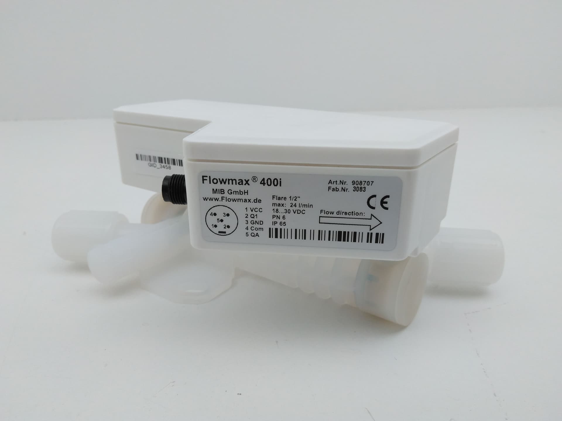 MiB GmbH Flowmax 400i, 908707 Ultrasonic Flowmeter PFA, 1/2" Flare, 24 L/min