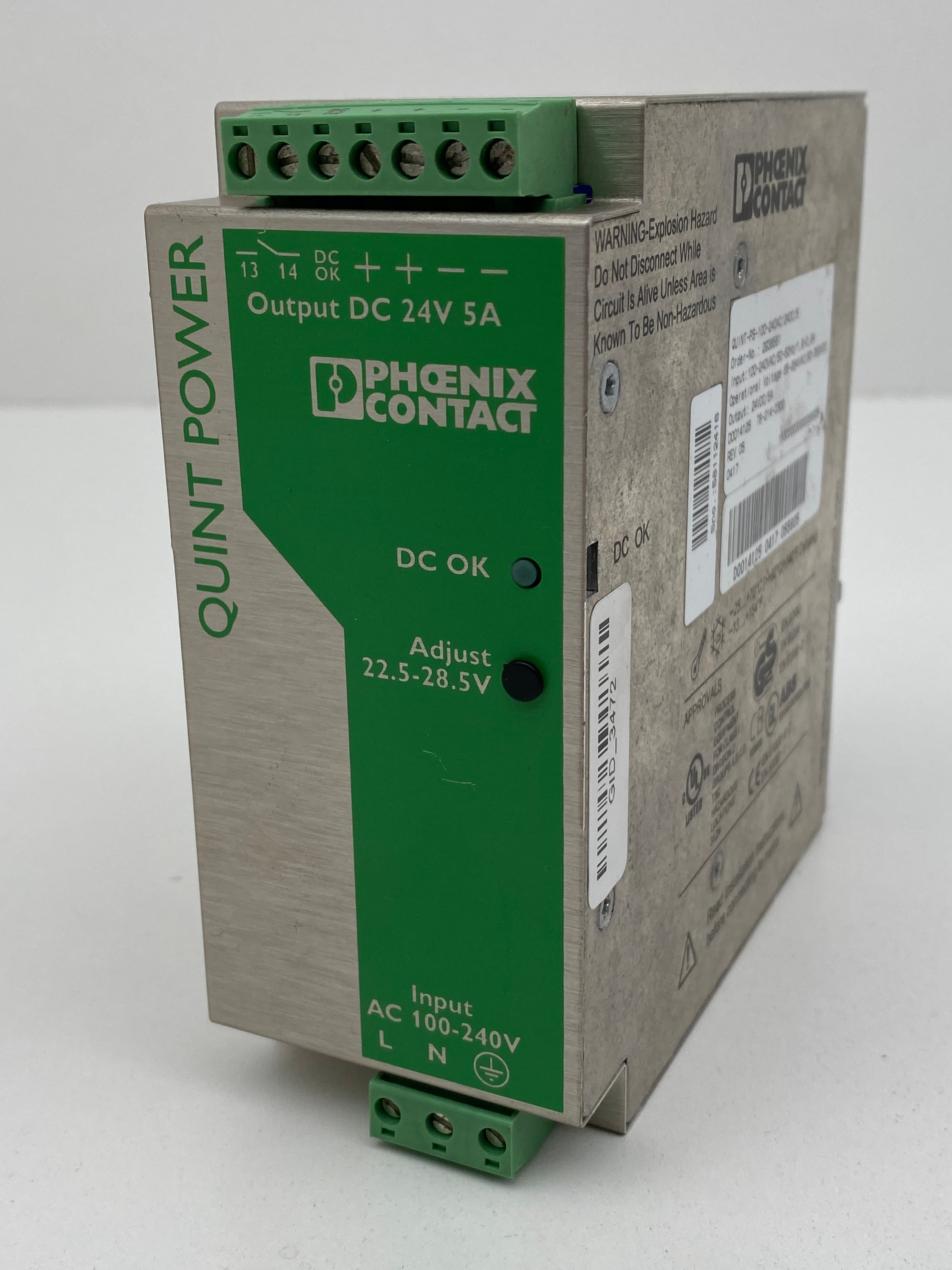 Phoenix Contact QUINT-PS-100-240AC/24DC/5 DIN rail Power Supply Unit, 24VDC/5A