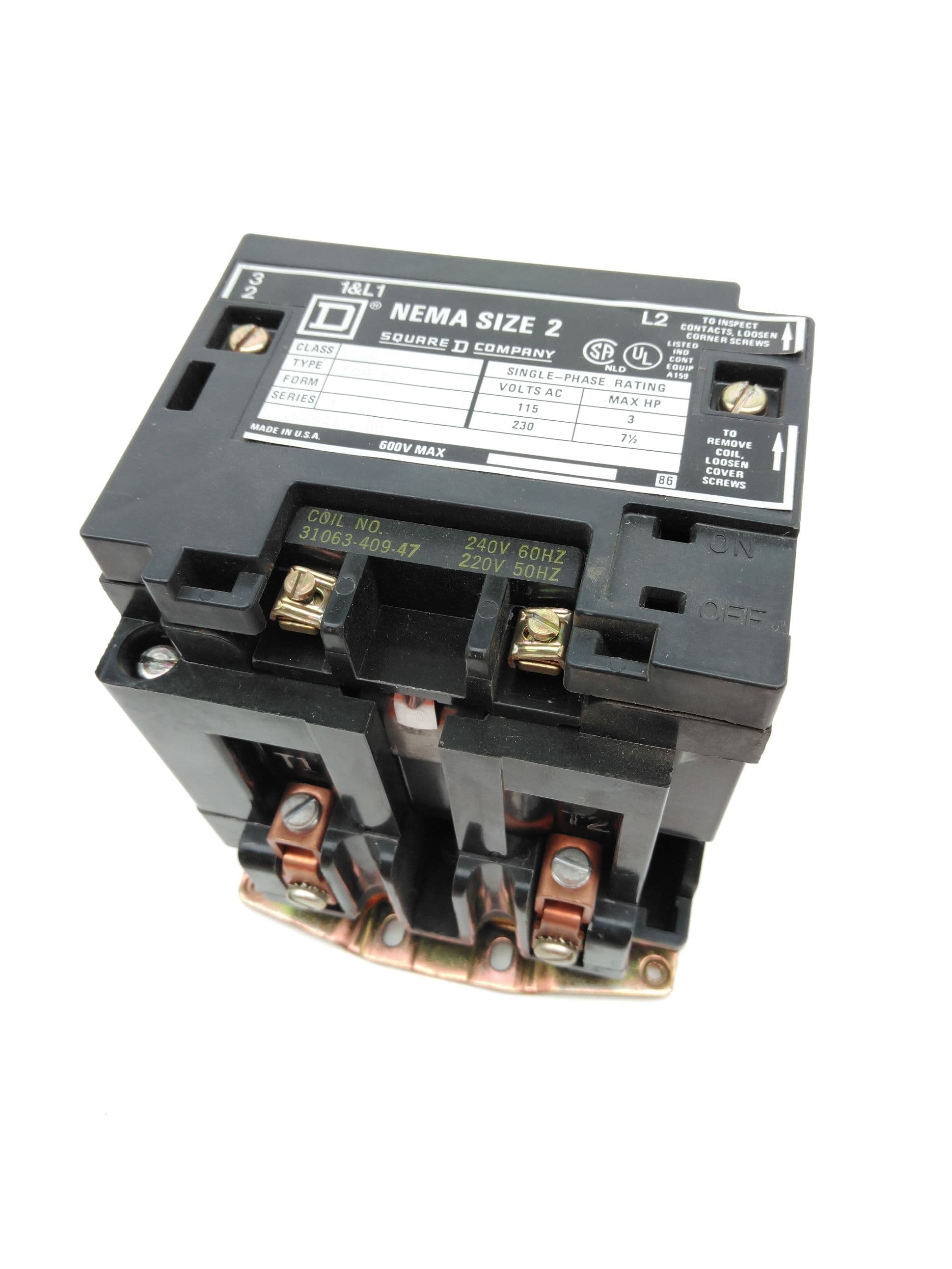 Square D 8502-SD01 SER A NEMA Size 2 Contactor