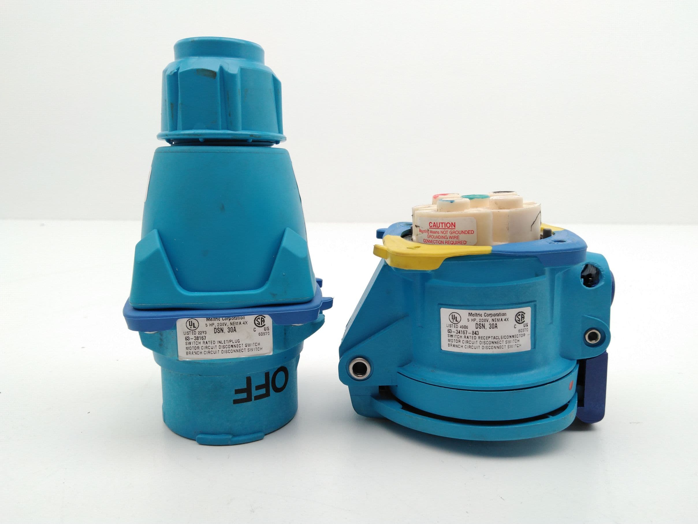 Meltric 63-34167-843 / 63-38167 DSN30 Receptacle & Plug, 30A, 120/208V, 3P+N+G