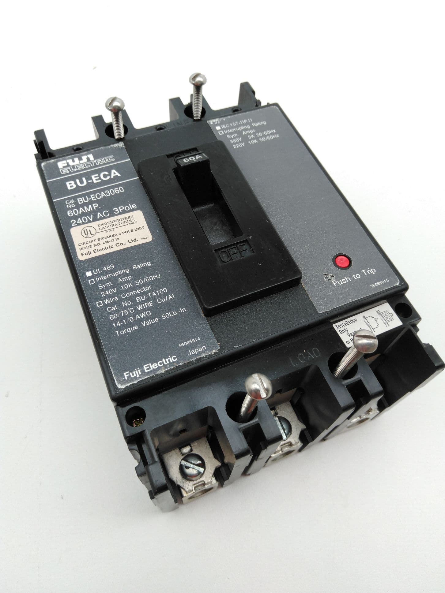 Fuji Electric BU-ECA3060 Circuit Breaker, 60A, 3P, 240VAC