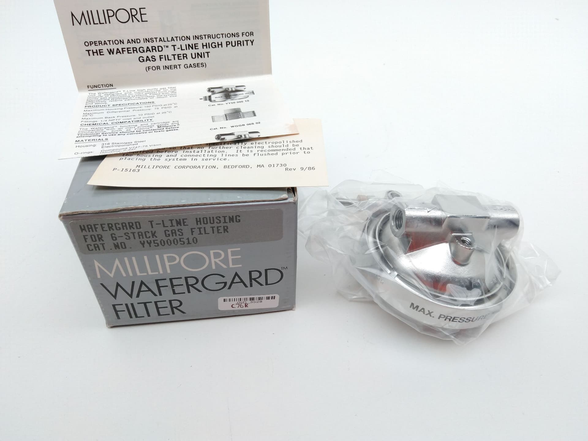 MILLIPORE YY5000510 WAFERGARD T-Line Filter Housing for 6 Stack Filters