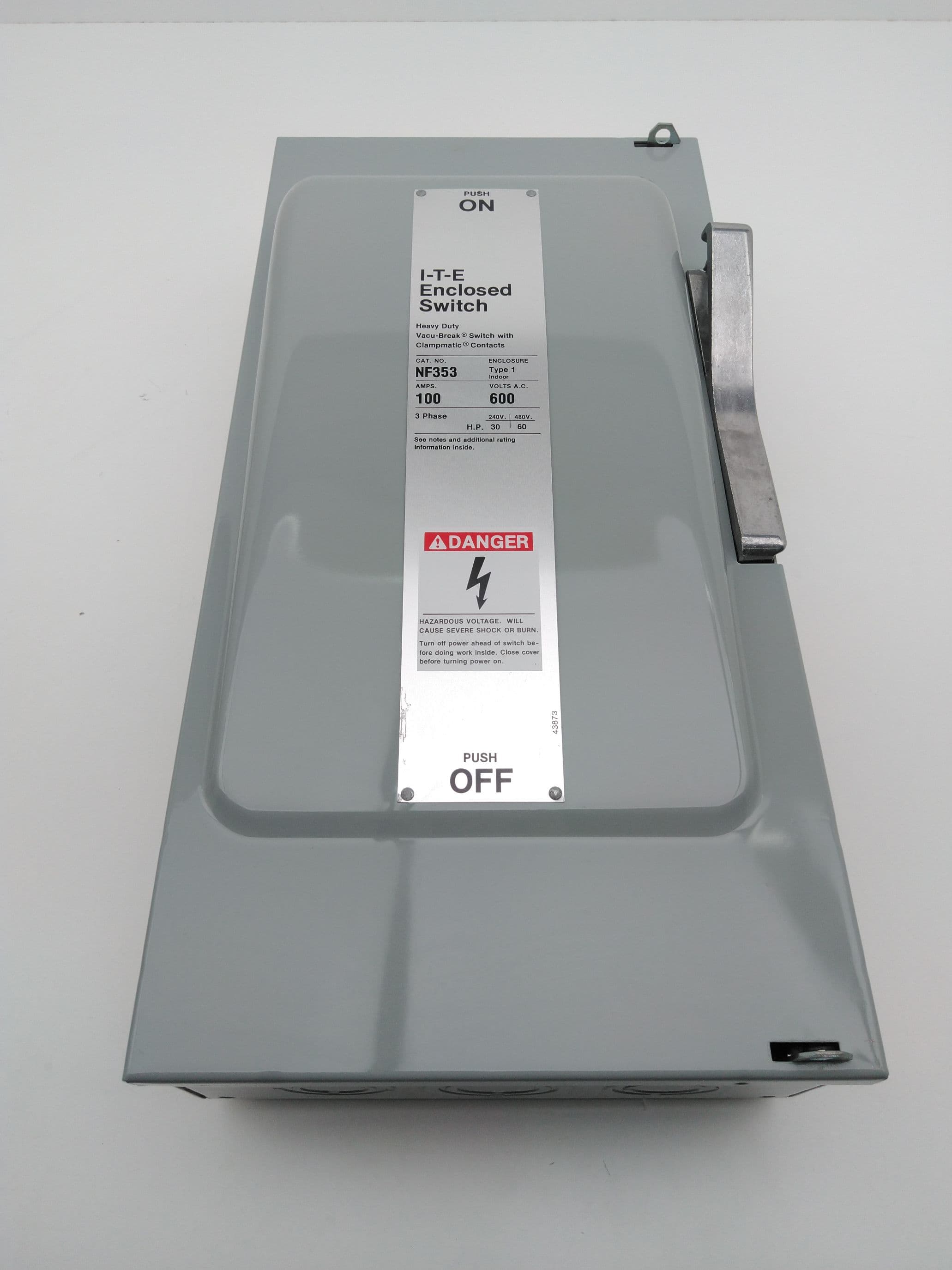 Siemens NF353 Safety Disconnect Switch Enclosure, Non-Fused, 100A, 3P, 600VAC