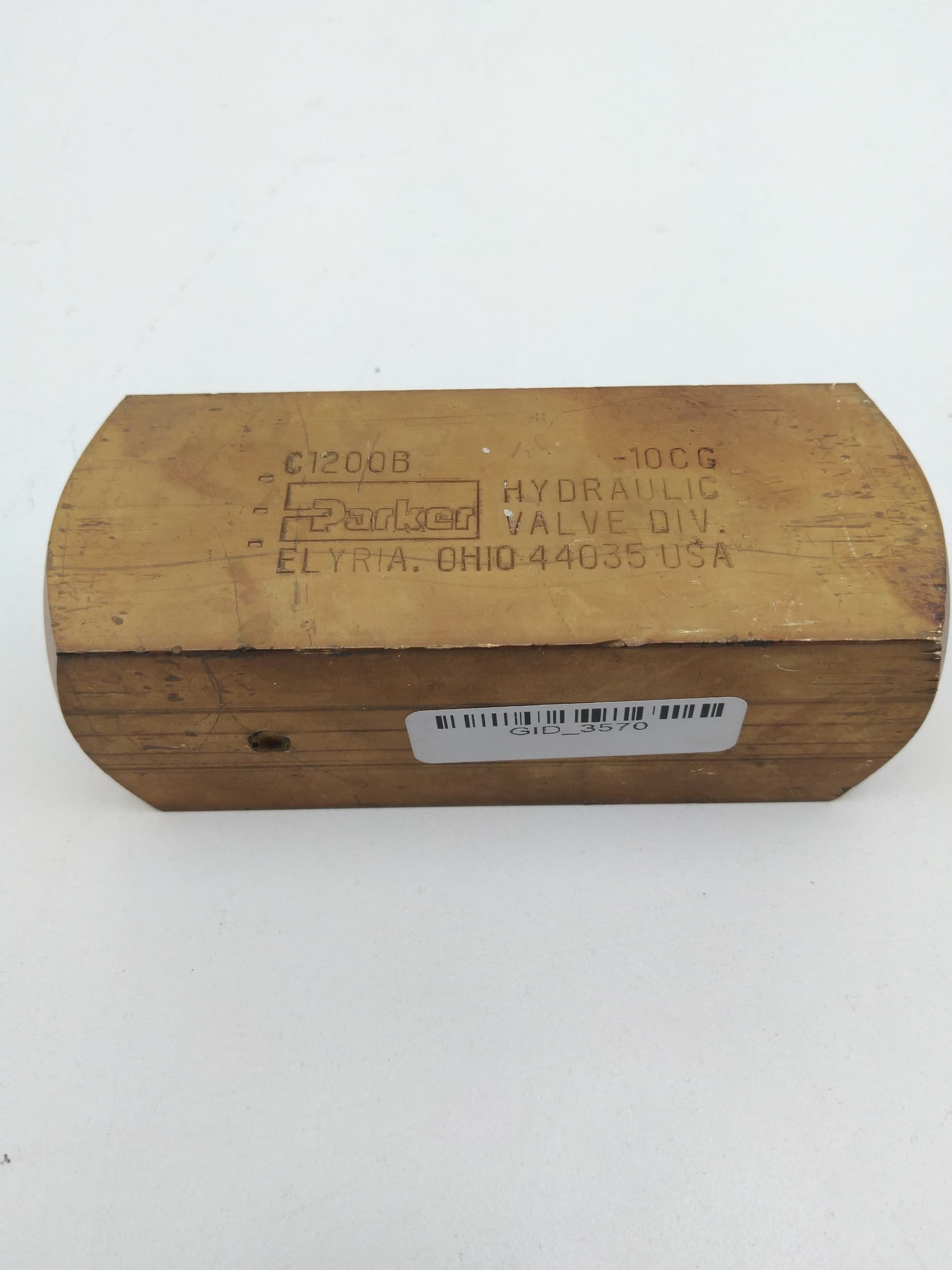 Parker C1200B Check Valve 3/4"NPT, Brass, Hydraulic, Water, Air, 25GPM, 2000PSI