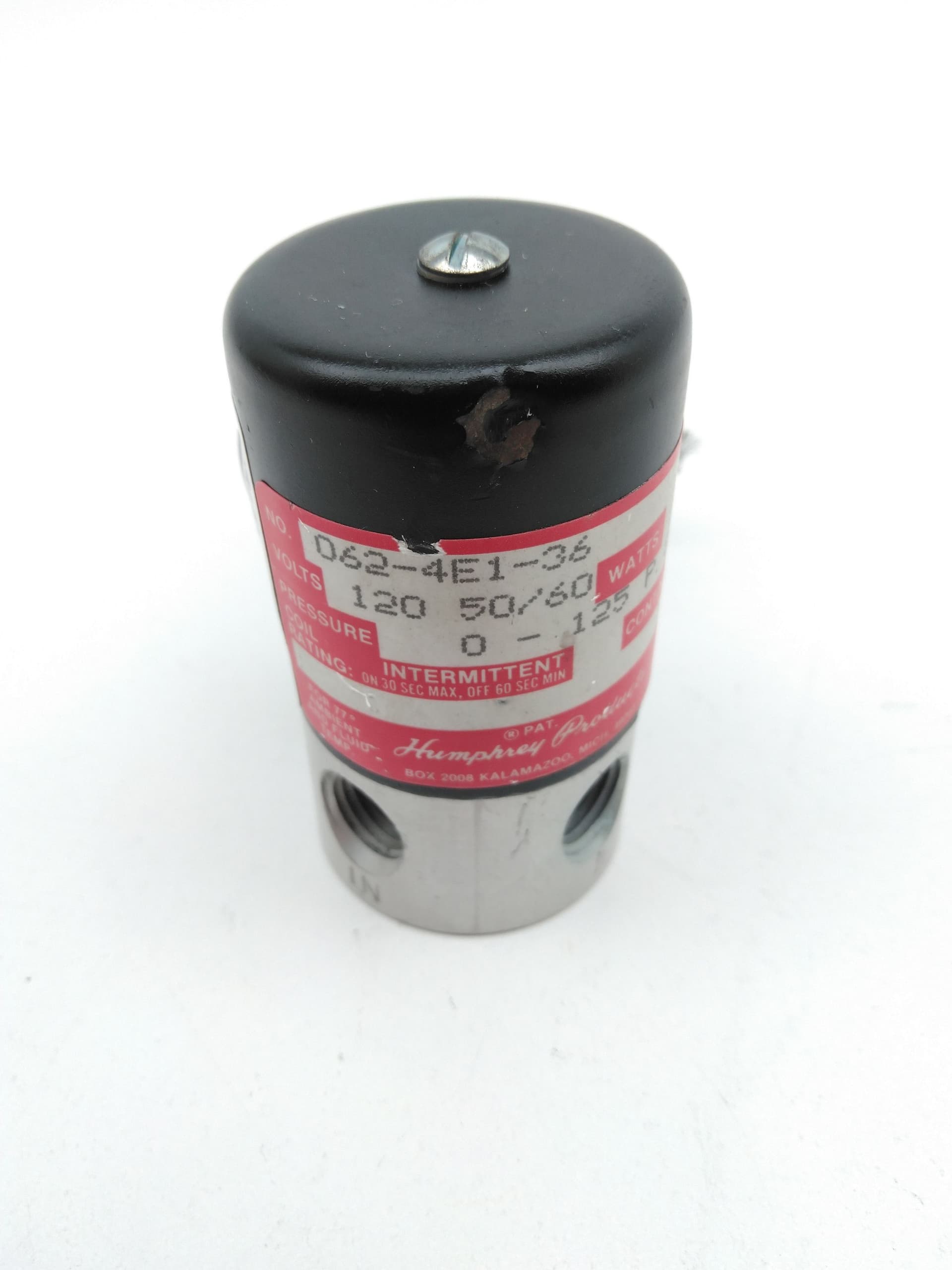 Humphrey 062-4E1-36 Solenoid Valve, 120VAC, 8.2W, 0-125PSI