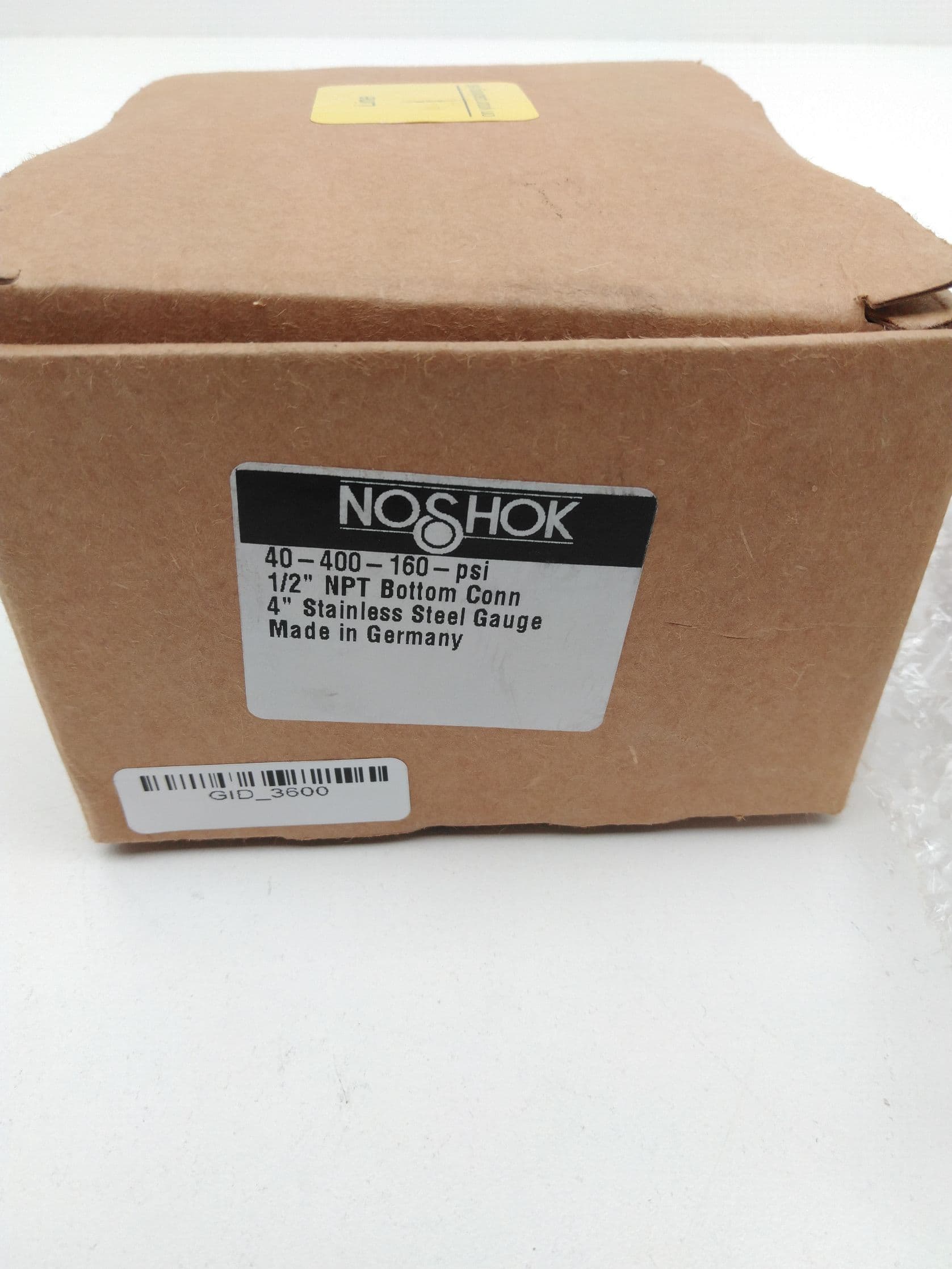 Noshok 40-400-160-PSI 4" Pressure Gauge, 0-160PSI, SS, 1/2" NPT, Bottom Conn