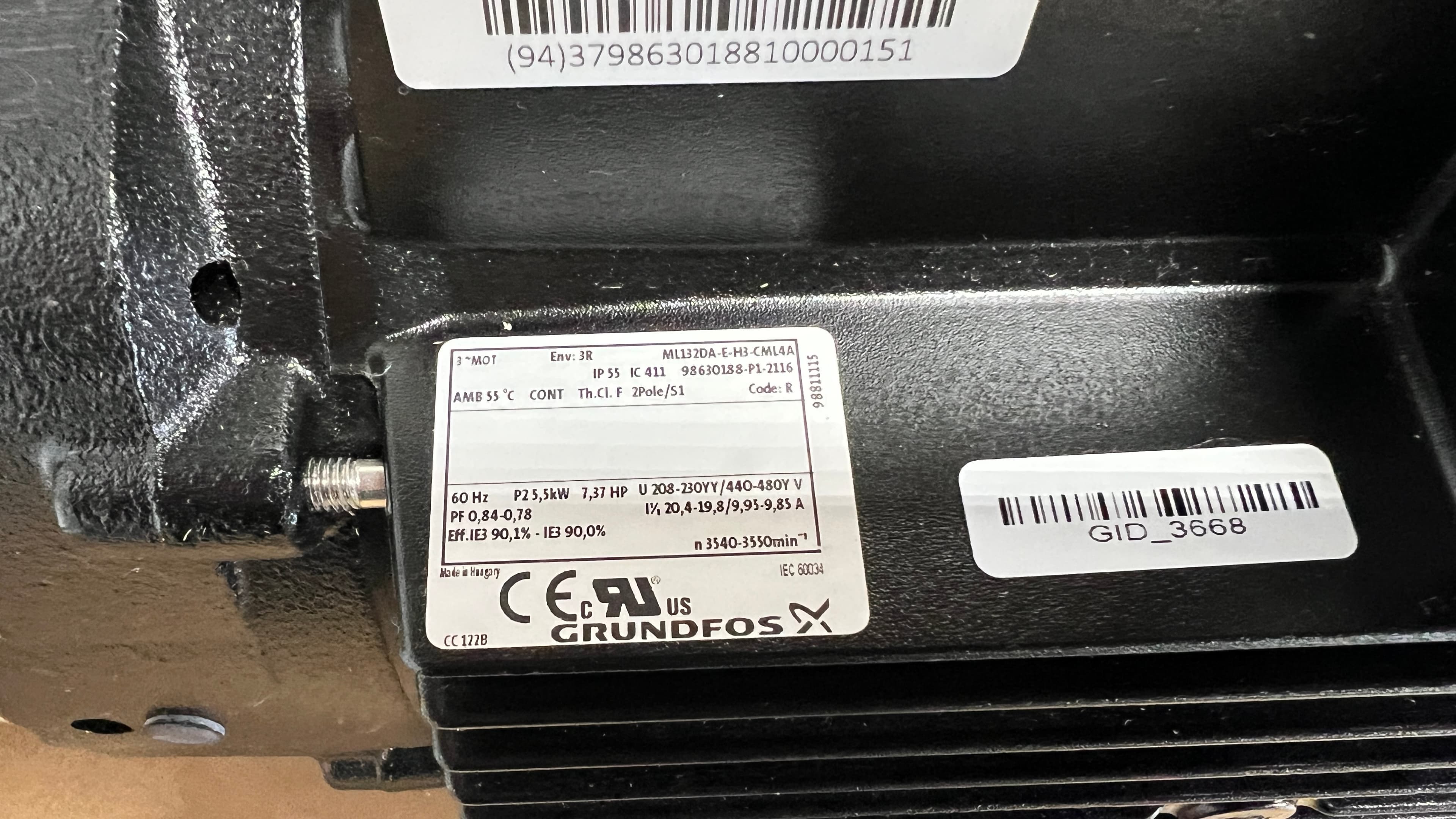 Grundfos ML132DA-E-H3-CML4A End Suction Close Coupled Multistage Pump