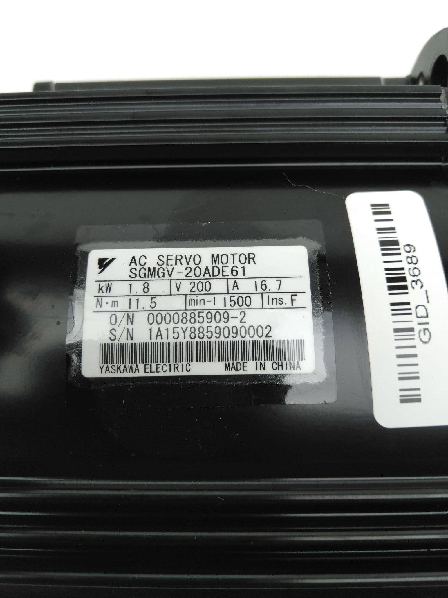 Yaskawa SGMGV-20ADE61 AC Servo Motor w/ UTTIH-B20FK Encoder