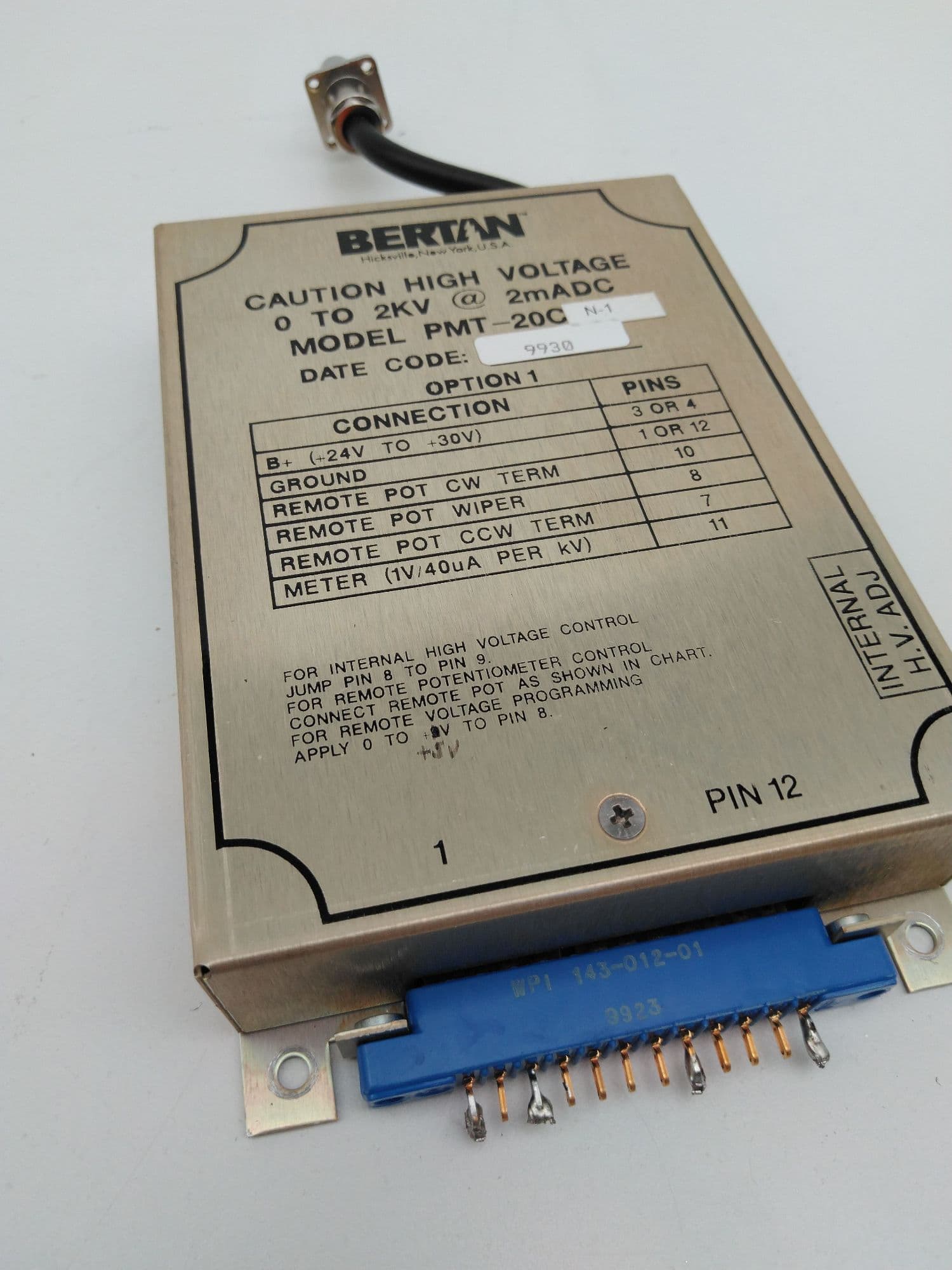 BERTAN PMT-20CN-1 High Voltage Power Supply