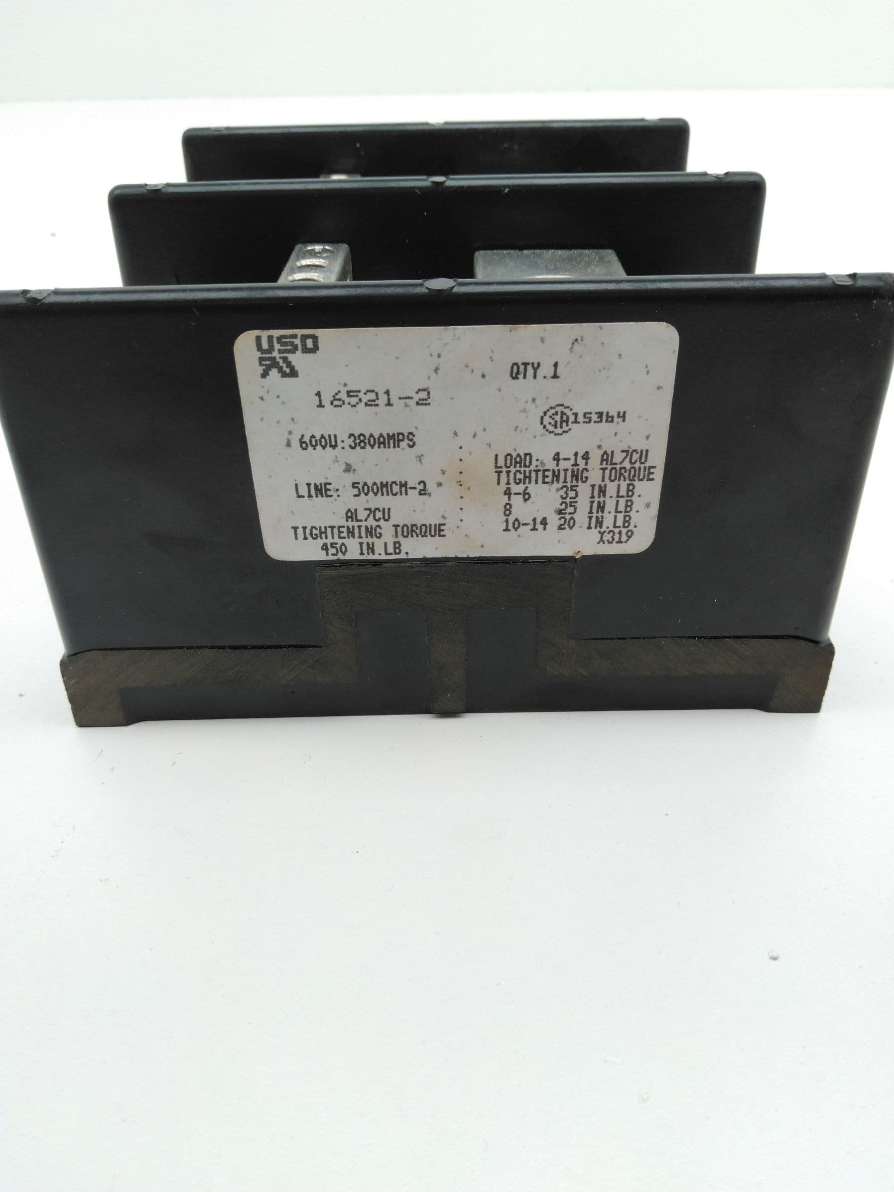 Bussmann 16521-2 Power Distribution Terminal Block, 600V, 380A