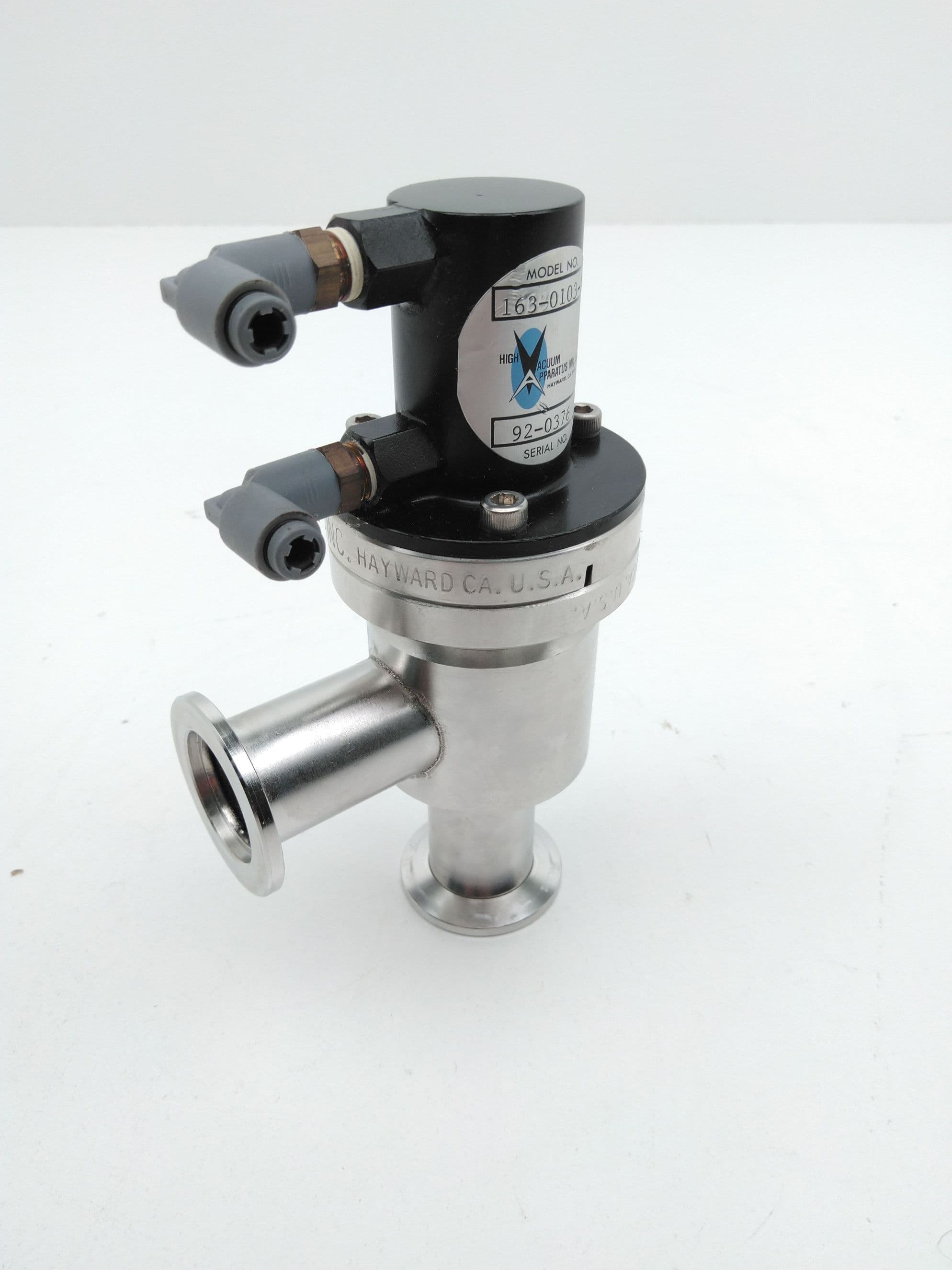 High Vacuum Apparatus 163-0103-2 Right Angle Pneumatic Isolation Valve, NW-25