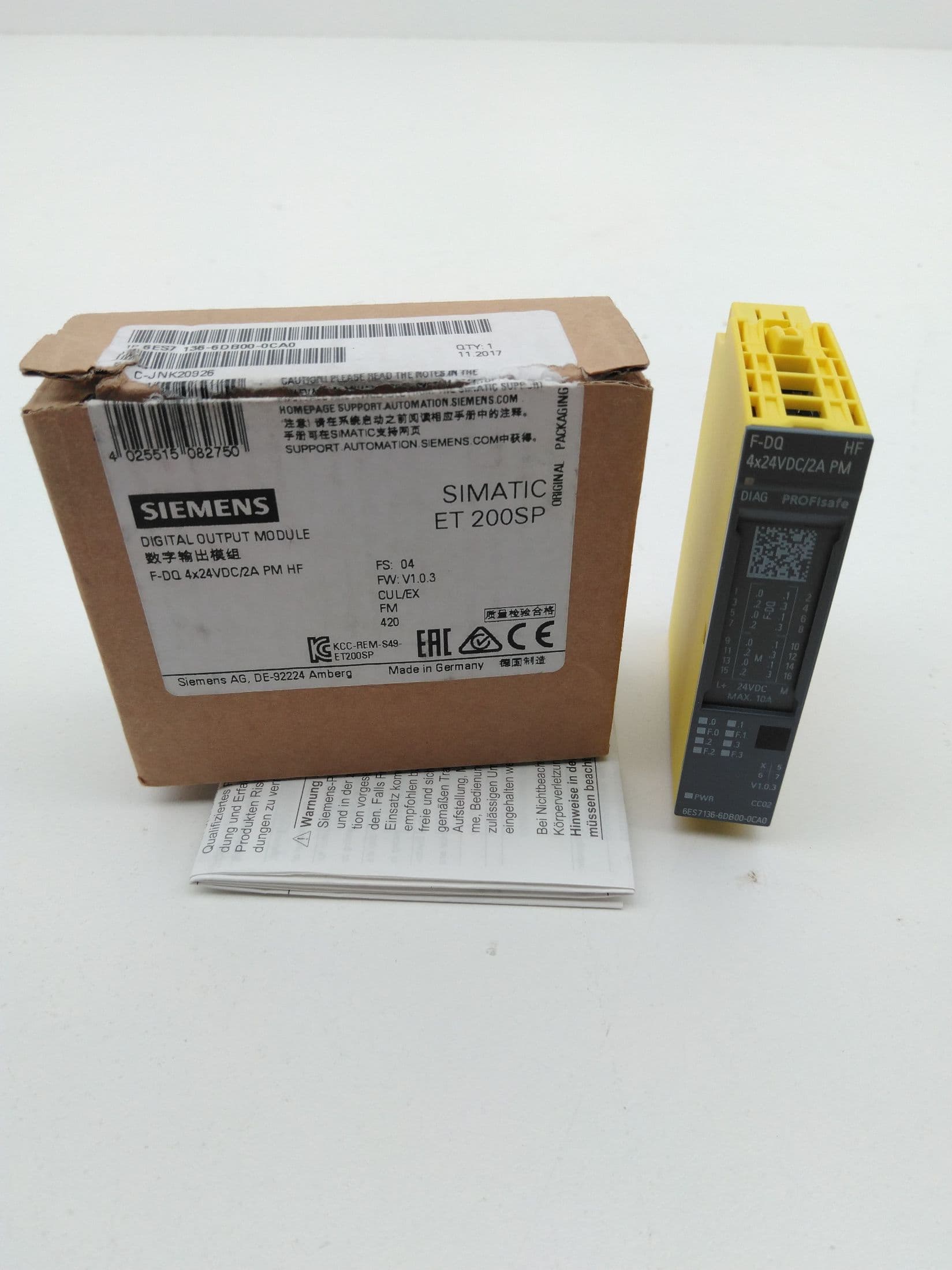 Siemens 6ES7136-6DB00-0CA0 SIMATIC DP, Digital Output Module ET 200SP