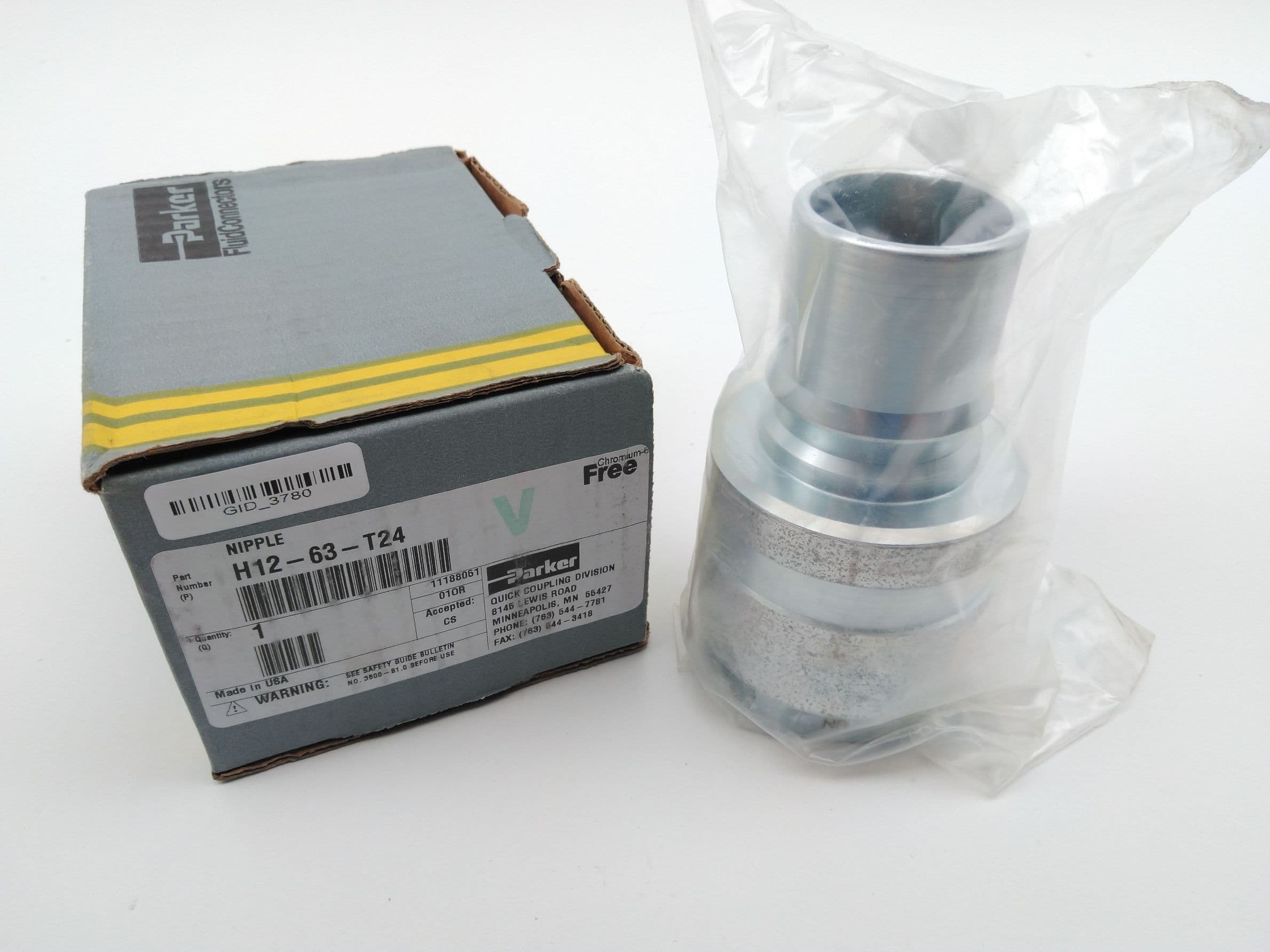 Parker, Quick Coupling Div. H12-63-T24 Quick disconnect nipple 1 1/2" Ch-6 free
