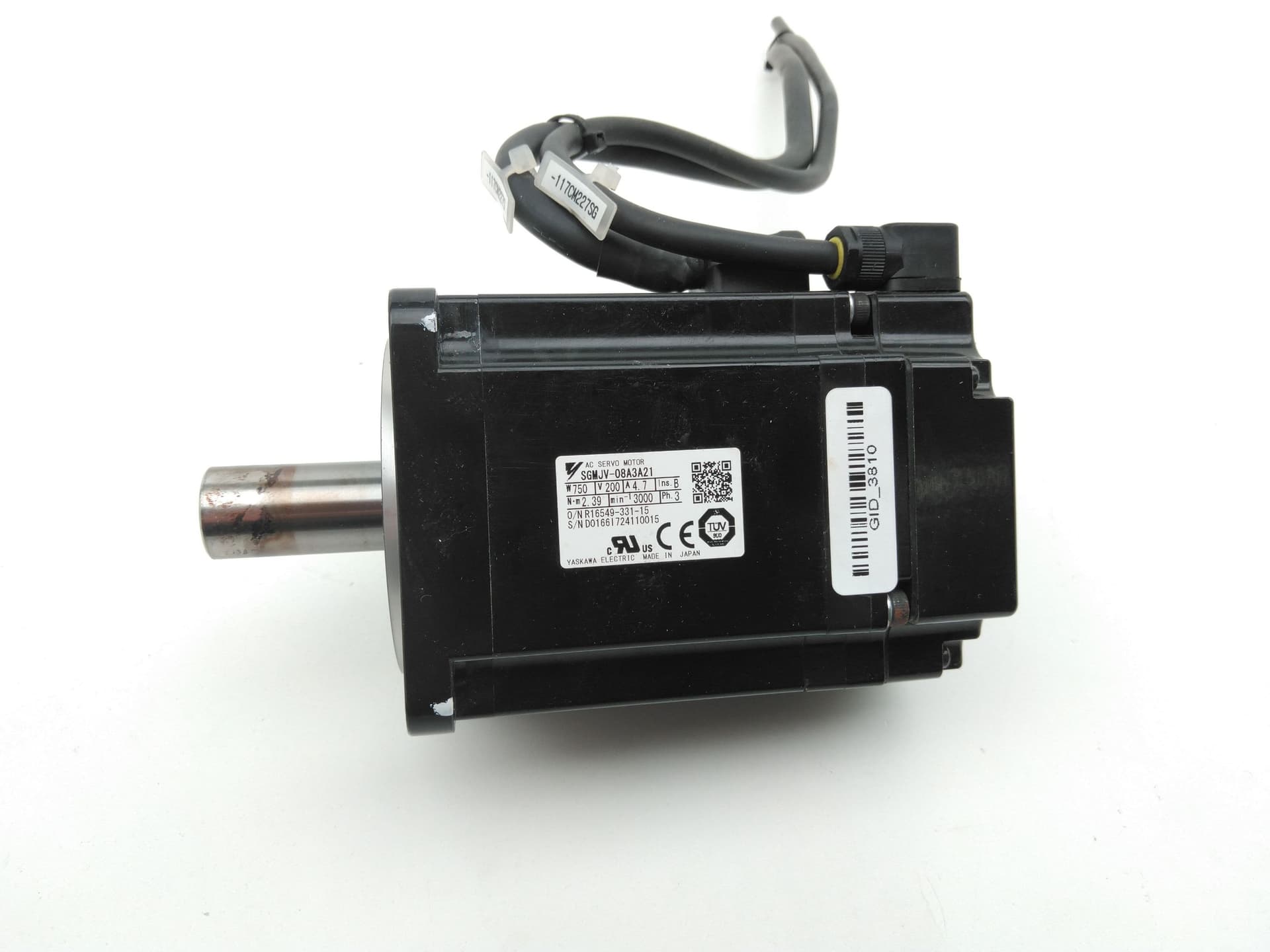 Yaskawa SGMJV-08A3A21 AC Brushless Servomotor, 750W, 200V, 4.7A