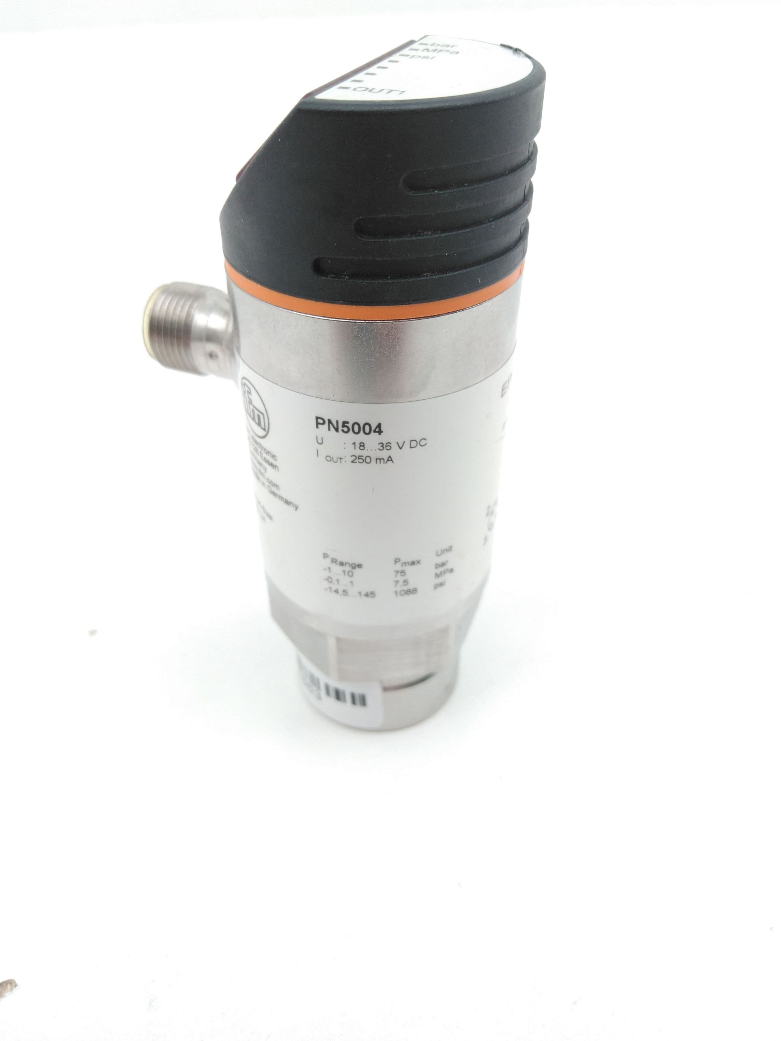 IFM Electronic PN5004 Pressure Sensor, -14.5-145 psi, 16-36VDC, 250ma out