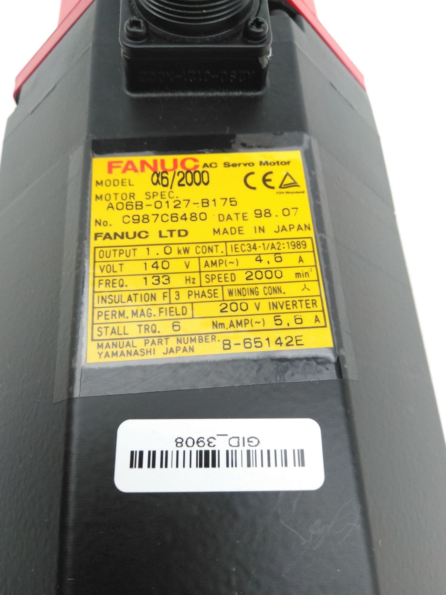 Fanuc 6/2000 A06B-0127-B175 AC Servo Motor 1.0kW