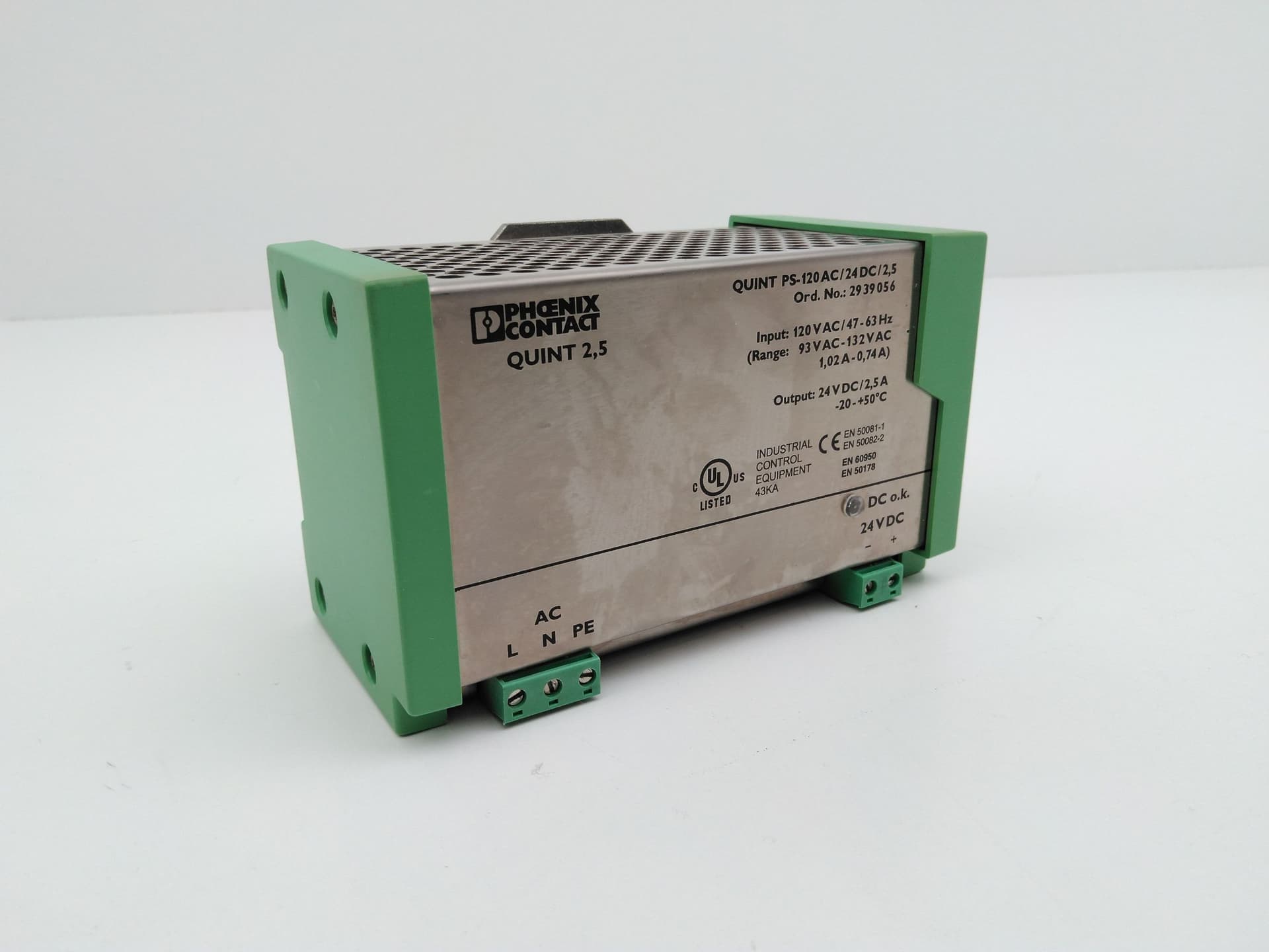 Phoenix Contact QUINT PS-120AC/24DC/2.5, 2939056 DIN Power Supply, 24VDC,2.5A