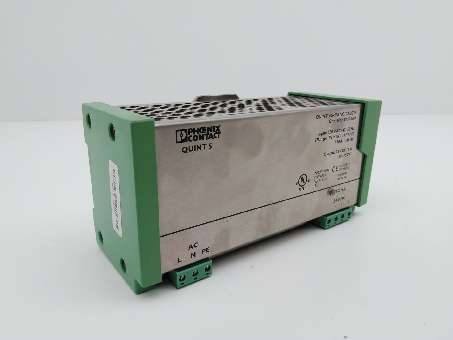 Phoenix Contact QUINT PS-120/24DC/5, 2939069 DIN Power Supply, 24VDC, 5A