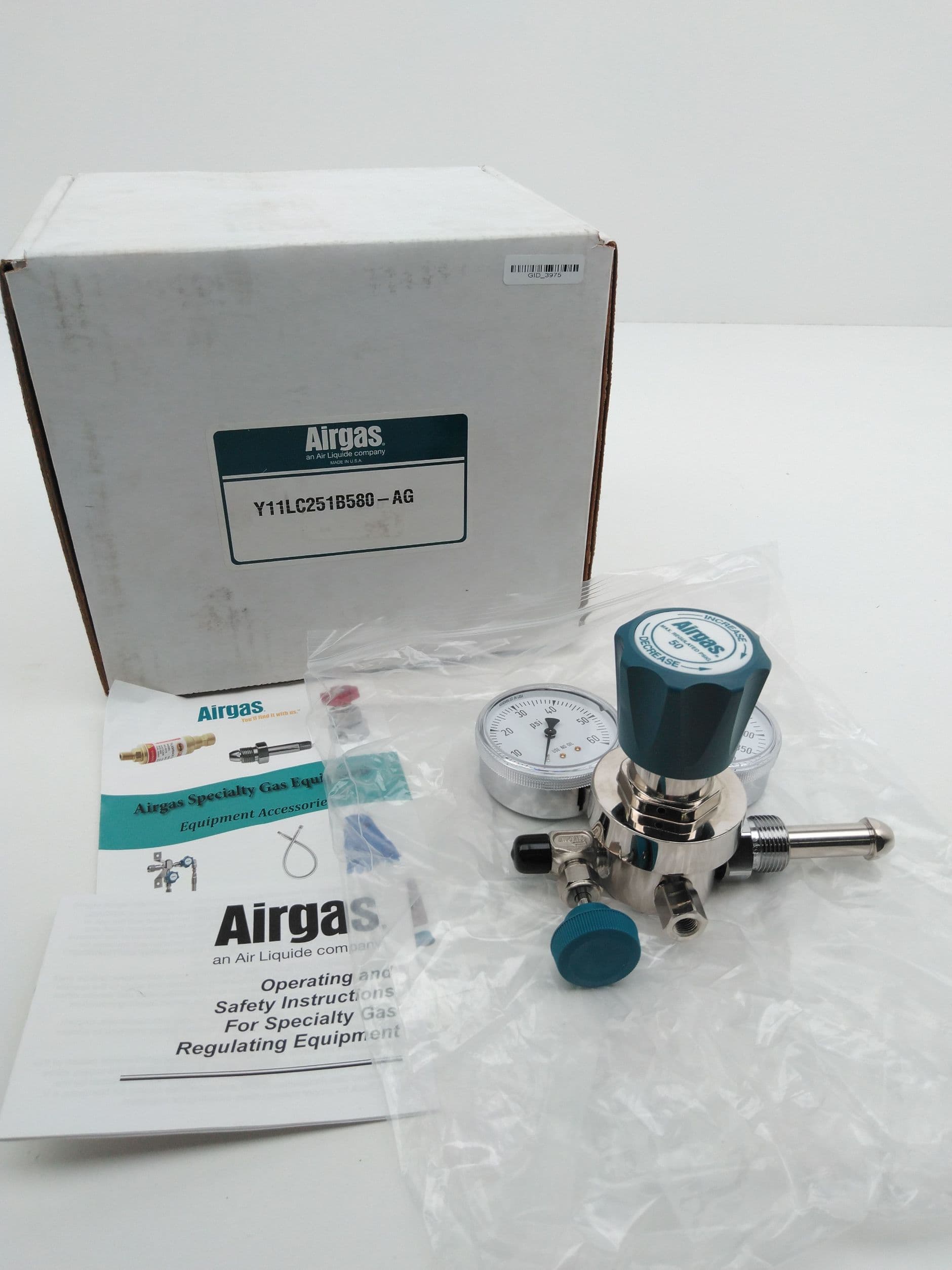 Airgas Y11LC251B580-AG High Purity Pressure Regulator, Brass, CGA-580